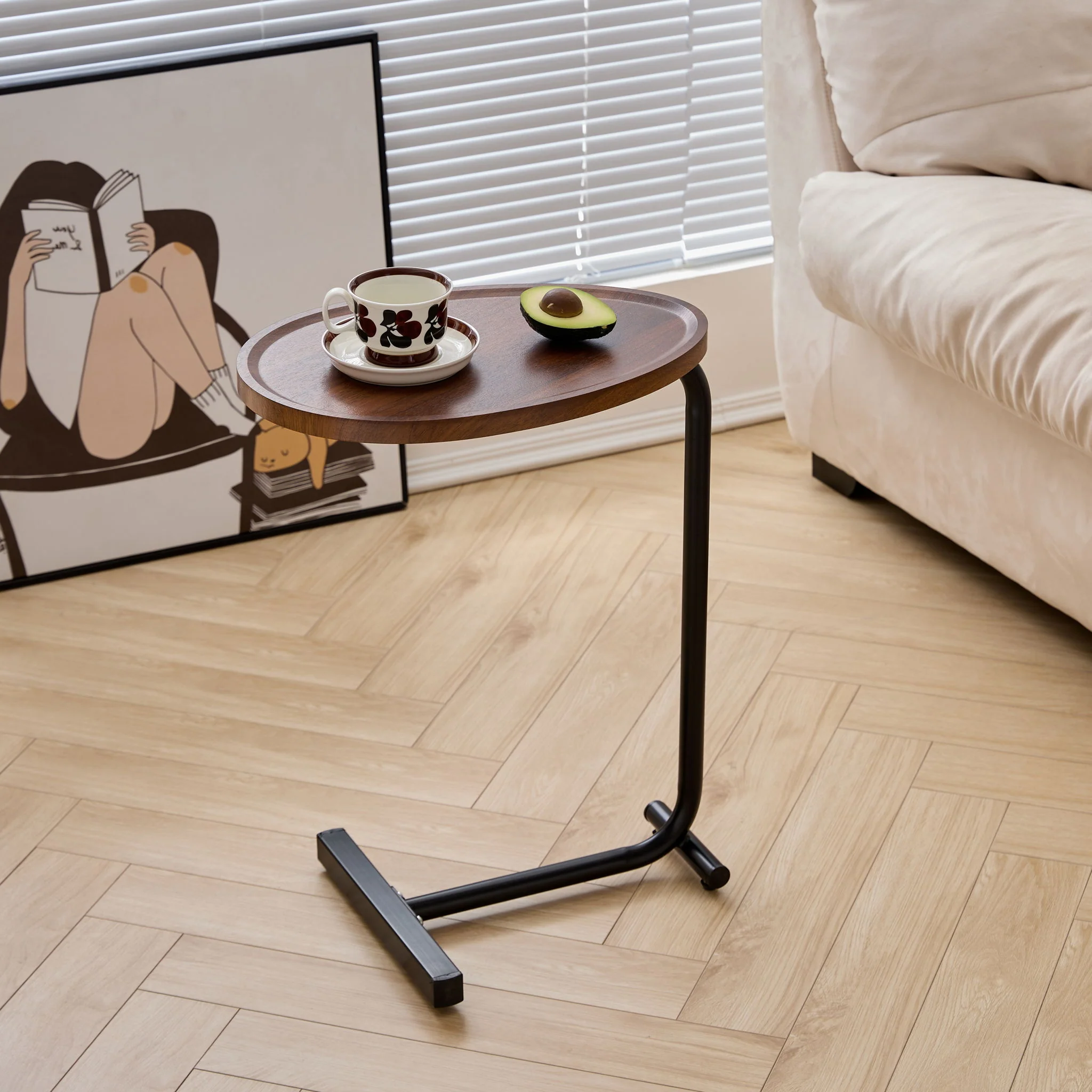 C-Shaped Side Table, Small Sofa Table For Cough, Bedroom - Image 11