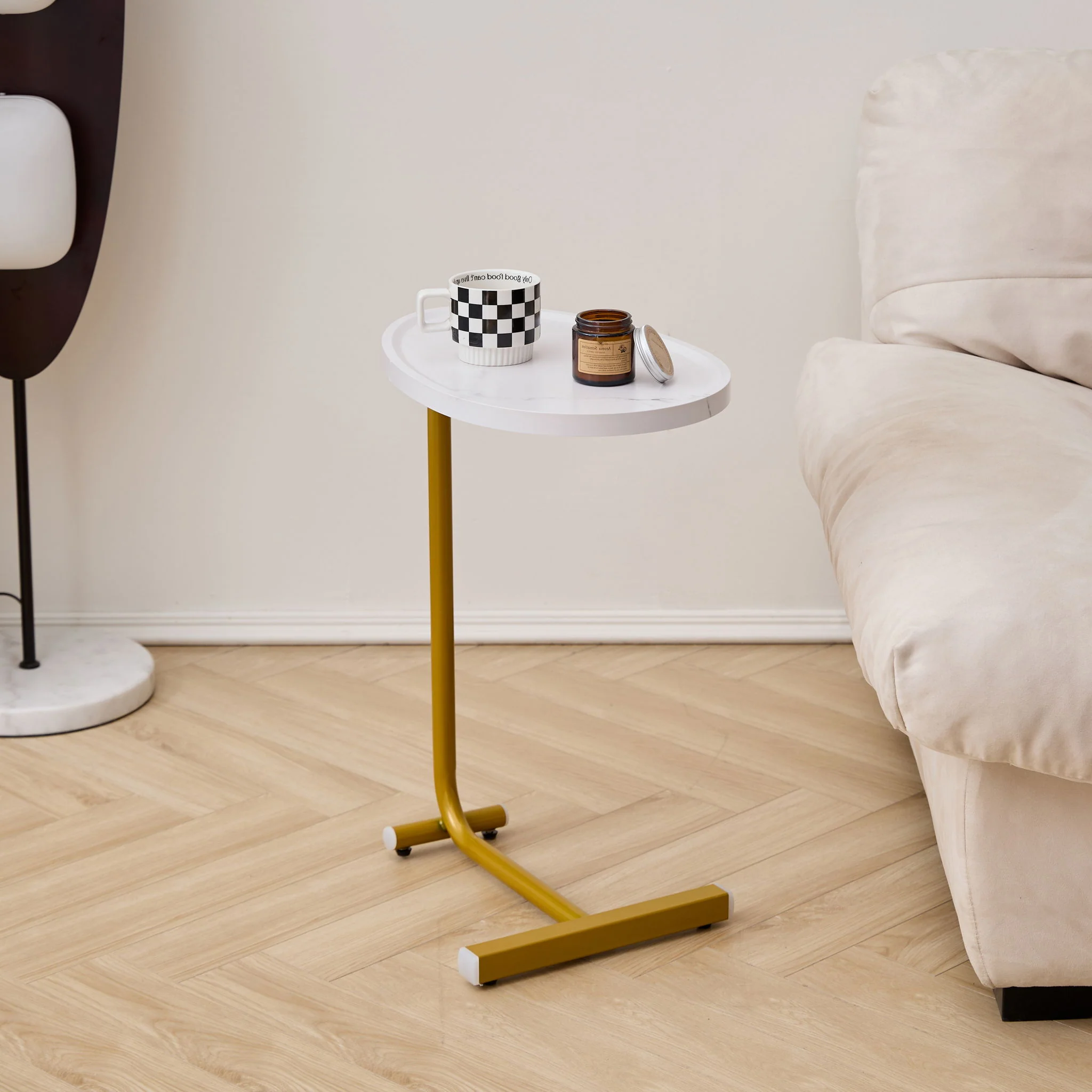 C-Shaped Side Table, Small Sofa Table For Cough, Bedroom - Image 14