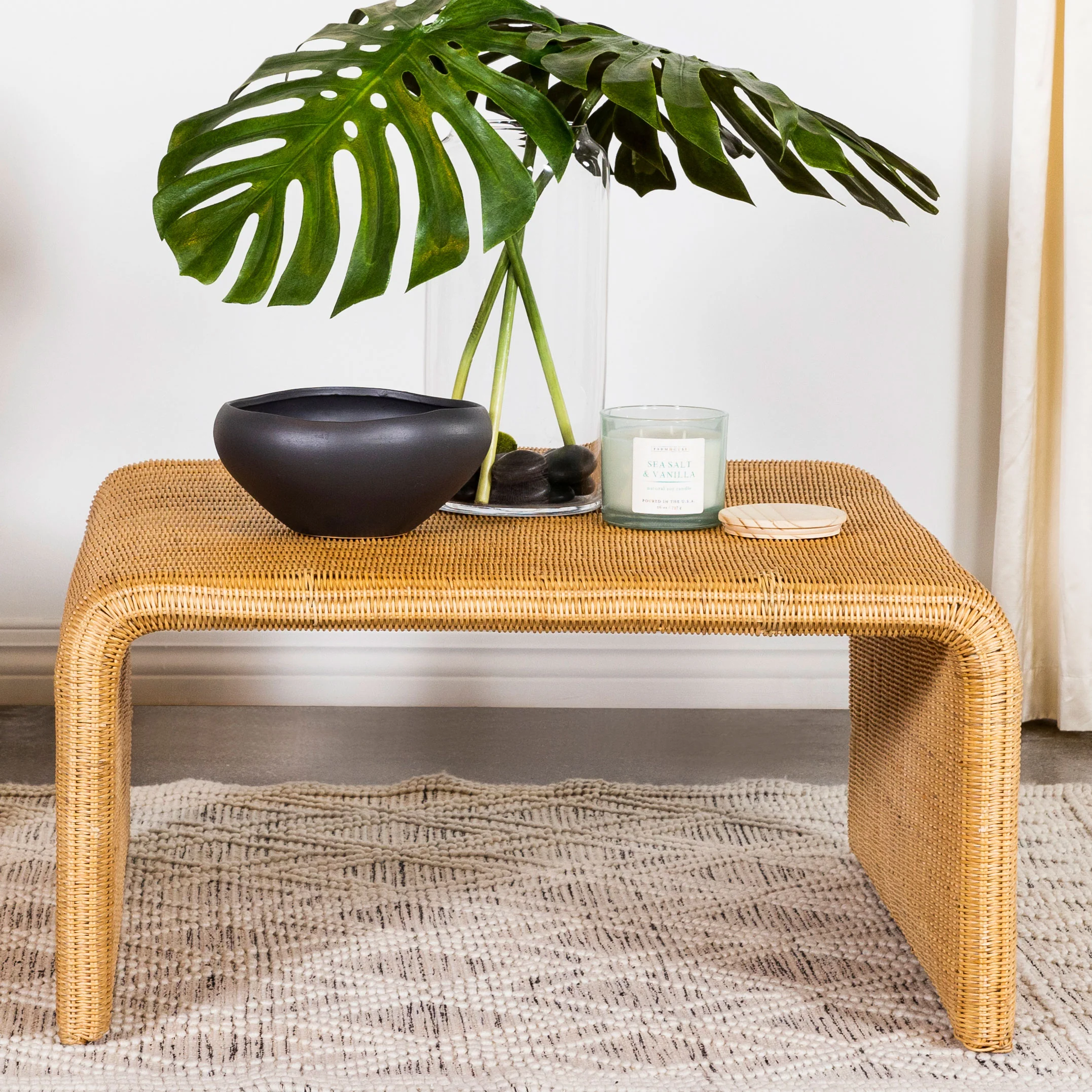 Cahya Square Woven Rattan Coffee Table Natural - Image 4