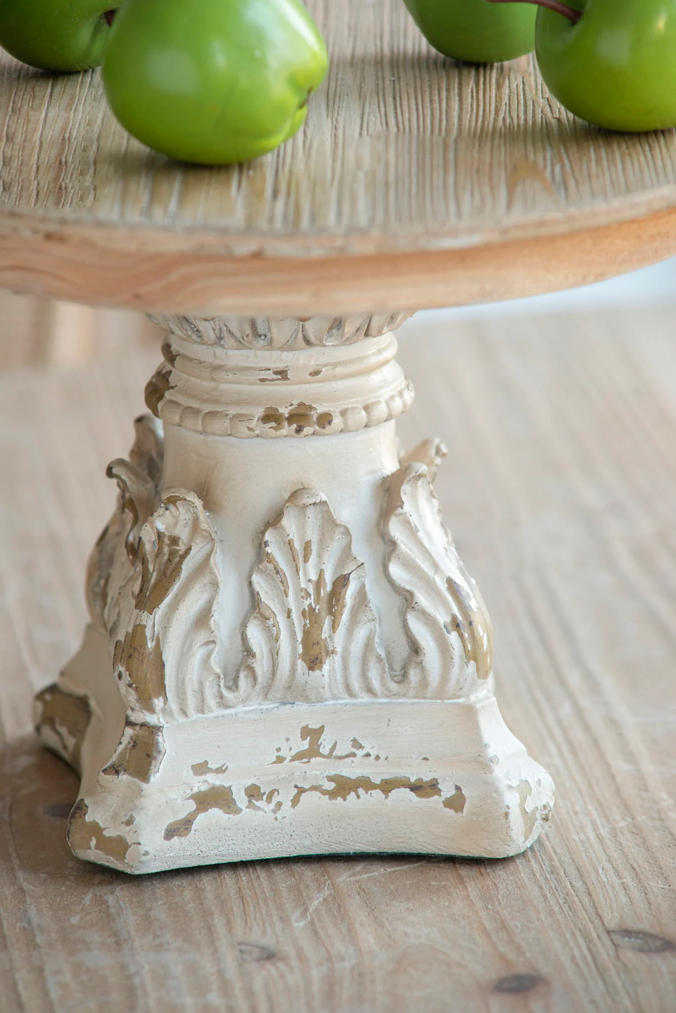 Cake Stand, Wood Cake Plate With Magnesium Base - Cream / Brown - Image 9