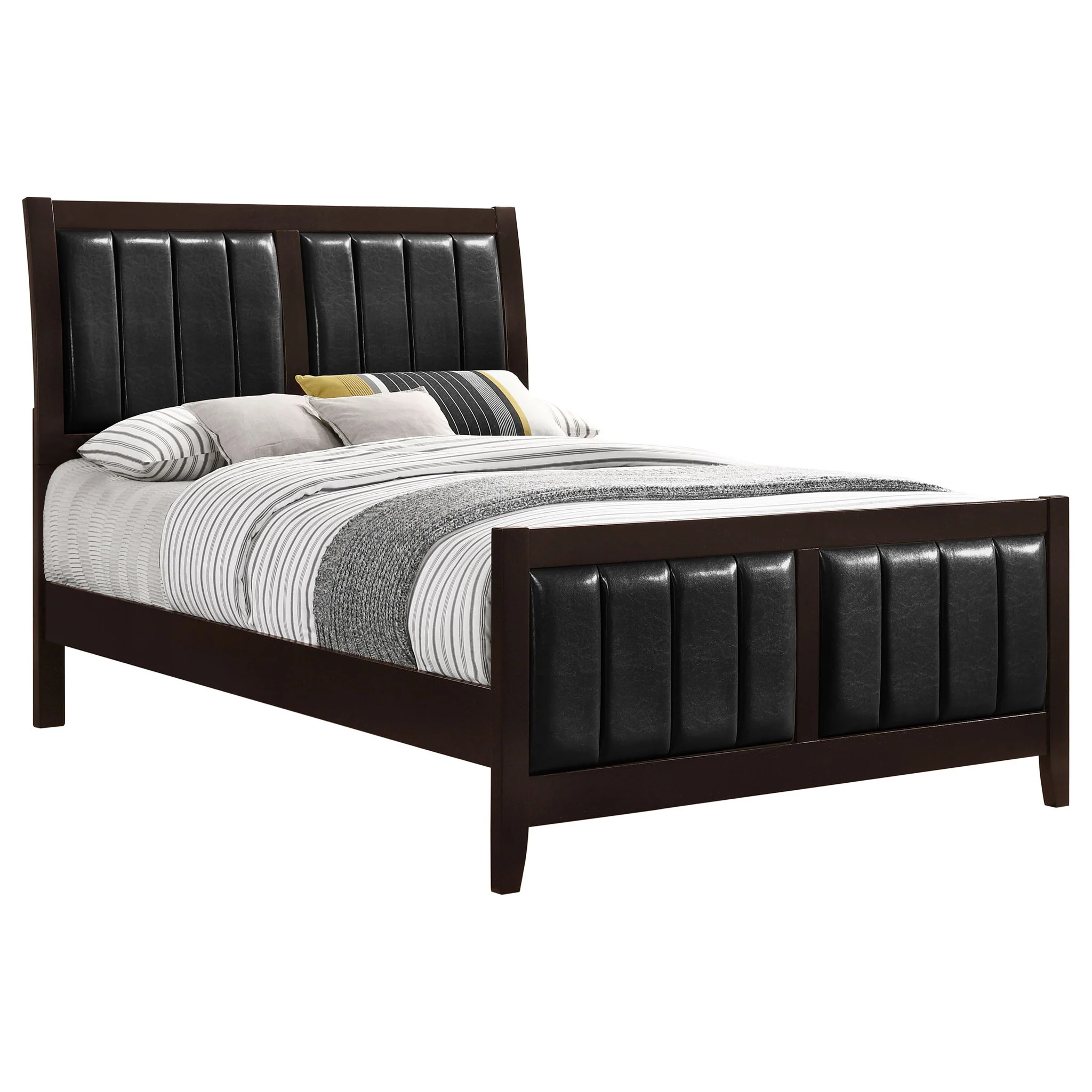 California King Upholstered Panel Bed With Headboard And Footboard - Cappuccino - Image 5