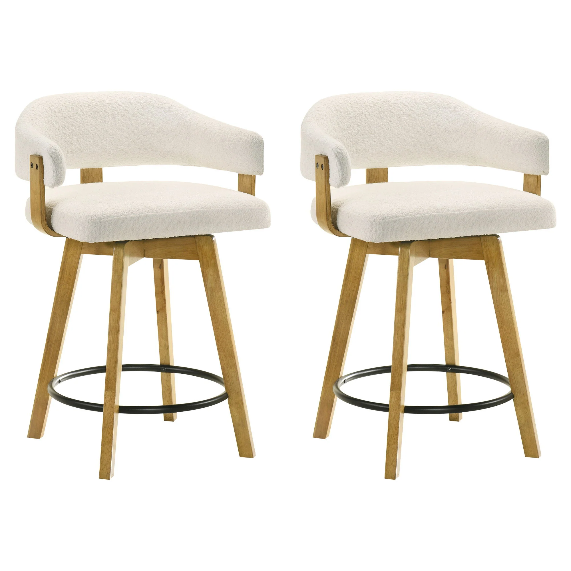 Callah - Contemporary Natural Wood Counter Height Kitchen Bar Stool - Image 4