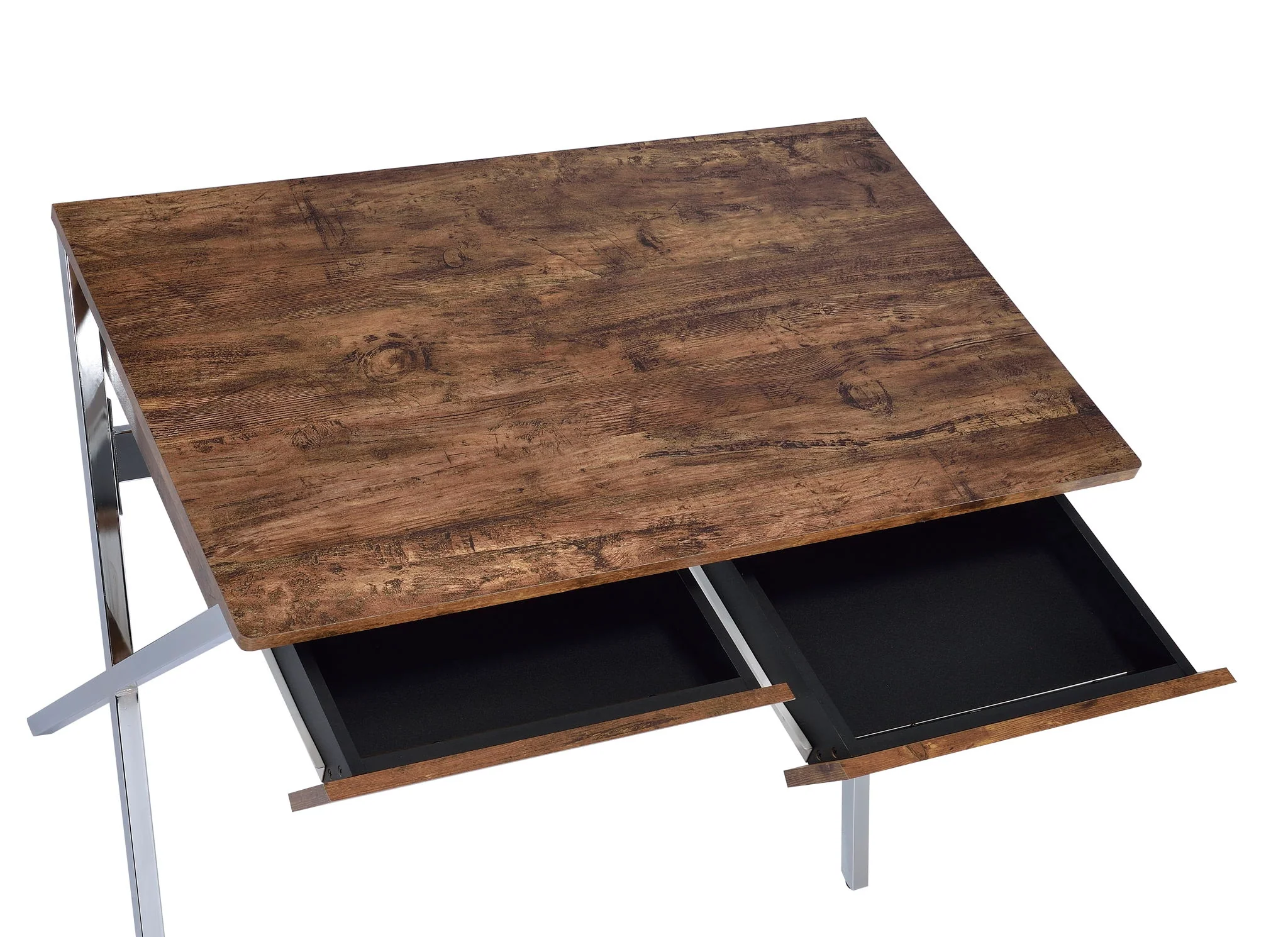 Callers - Weathered Writing Desk - Chrome / Oak - Image 6