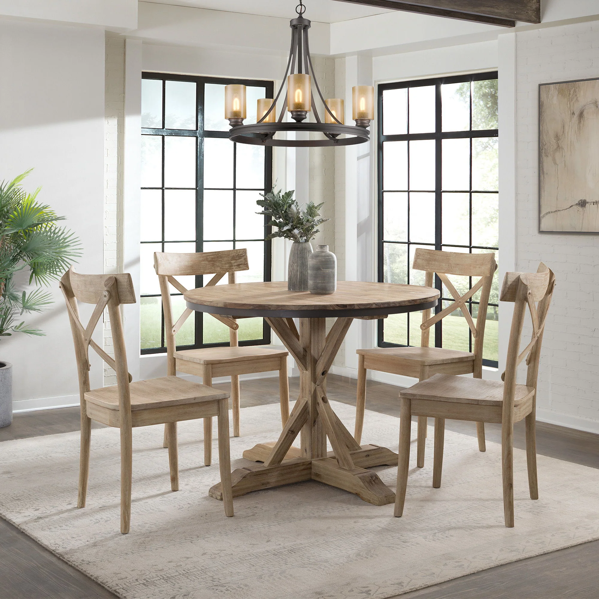 Callista - Round Standard Height 5 Piece Dining Set (Table And Four Chairs) - Beach - Image 7
