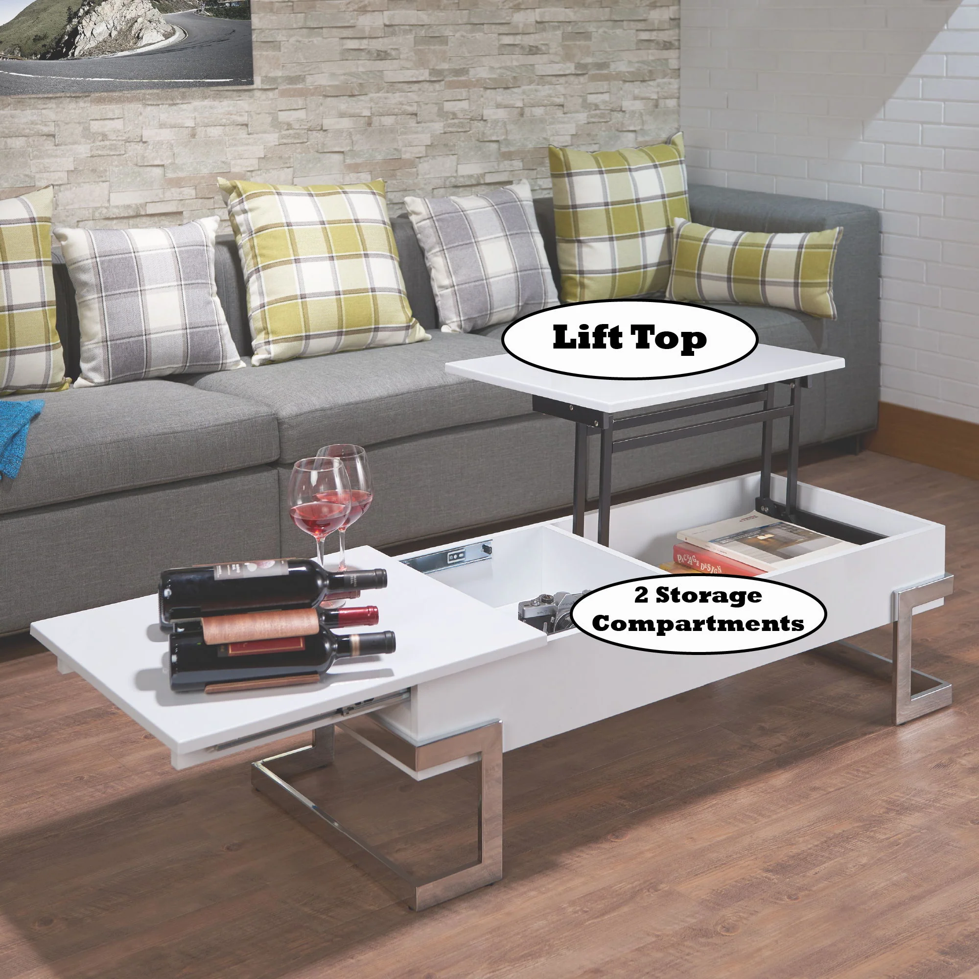Calmam - High Gloss Coffee Table With Lift Top - Image 10