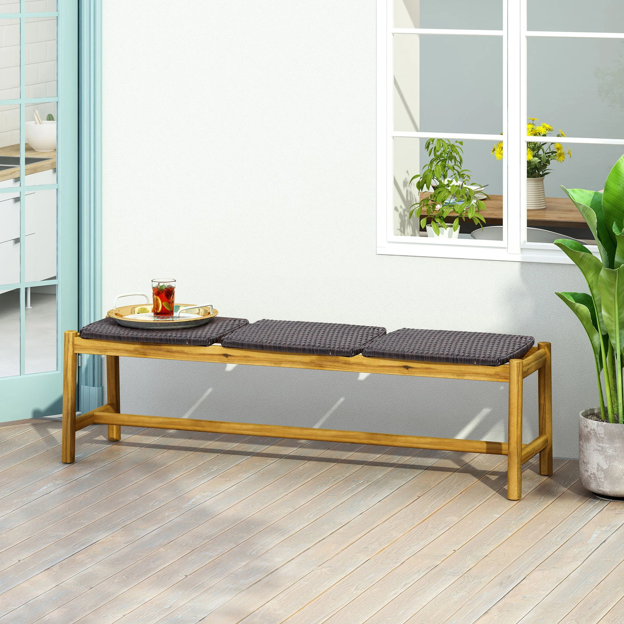 Cambria - Rustic 3 Seater Bench - Teak - Image 7