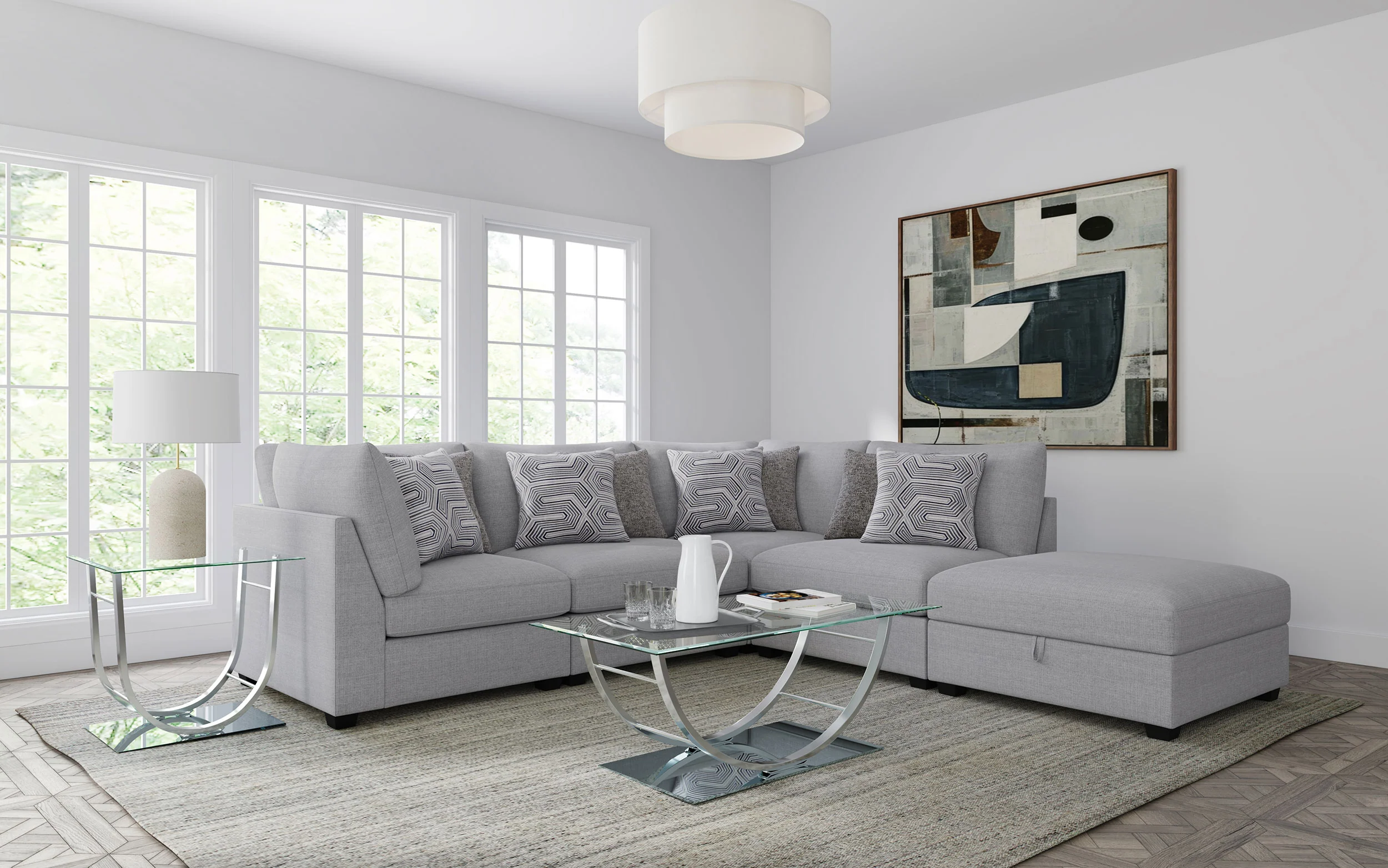 Cambria Upholstered Armless Chair Grey - Image 14