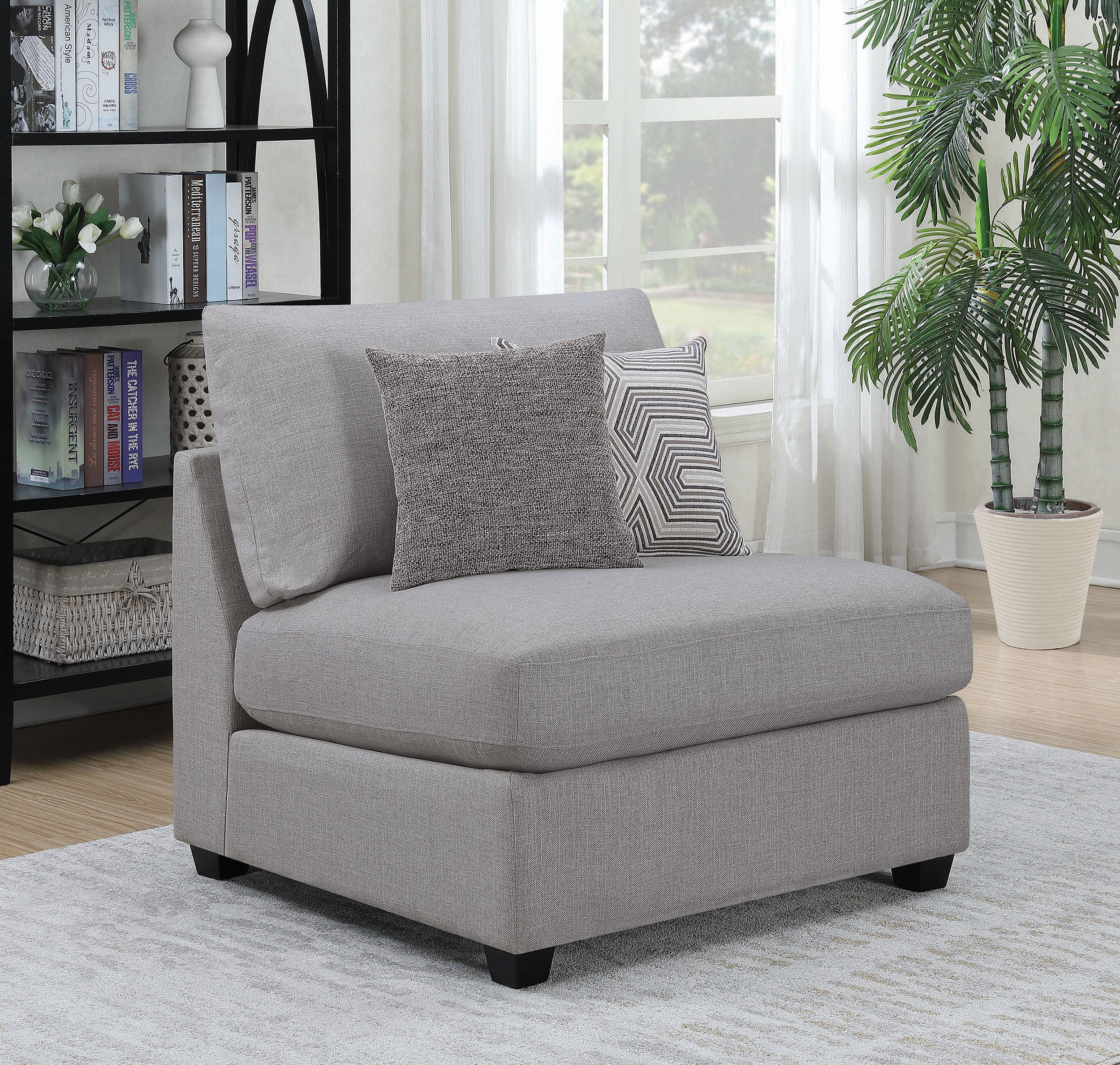 Cambria Upholstered Armless Chair Grey - Image 5