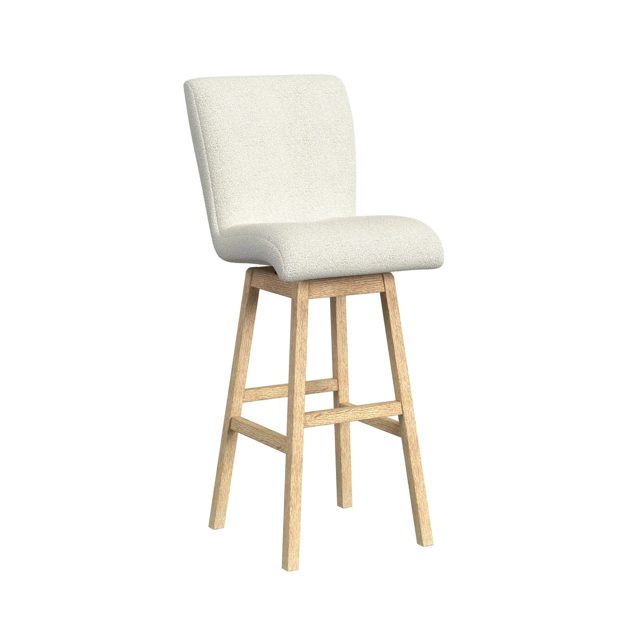 Cambrie - Upholstered Swivel Bar Stool With Boucle (Set of 2) - Beige / Natural - Image 8