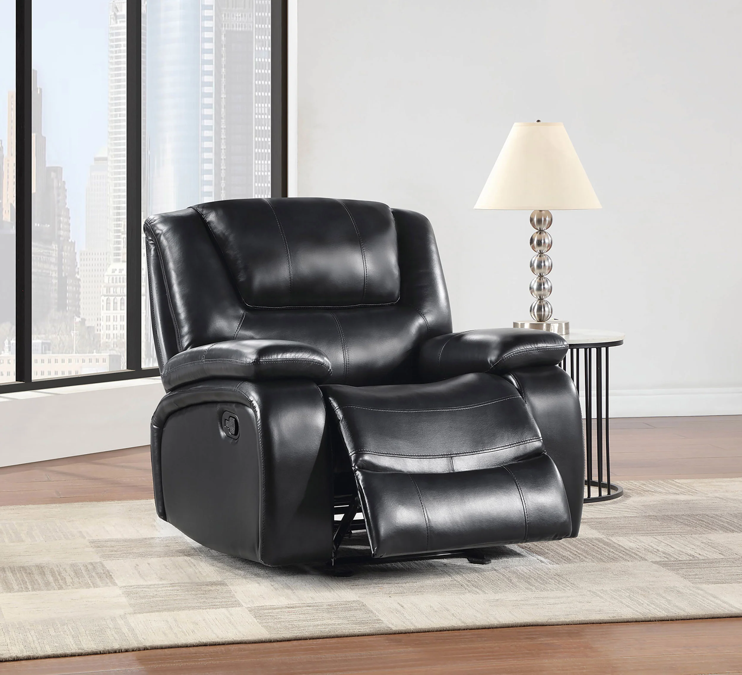 Camila Upholstered Glider Recliner Chair in Black - Image 3