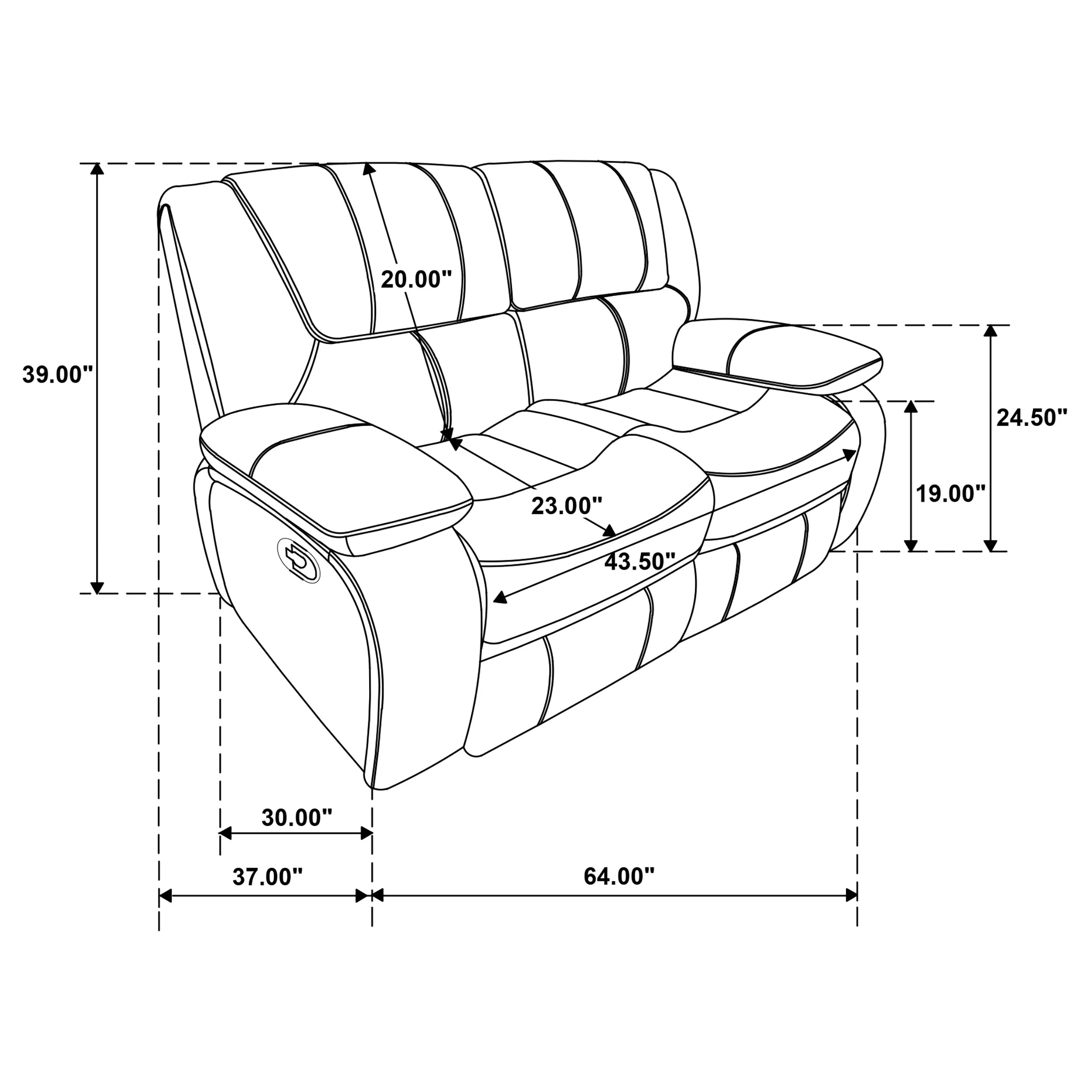 Camila Upholstered Motion Reclining Loveseat in Black - Image 7