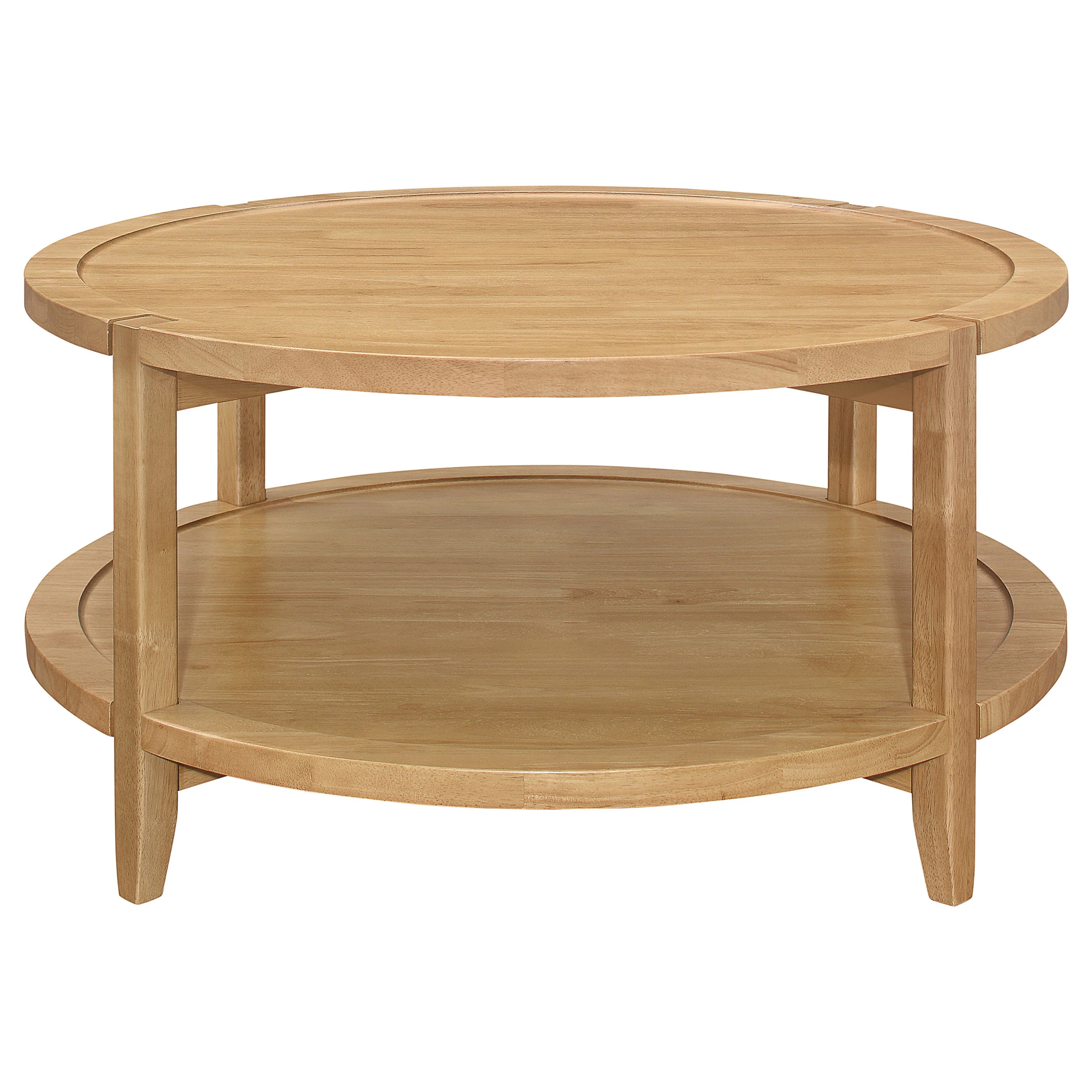 Camillo Round Solid Wood Coffee Table in Maple Brown - Image 5