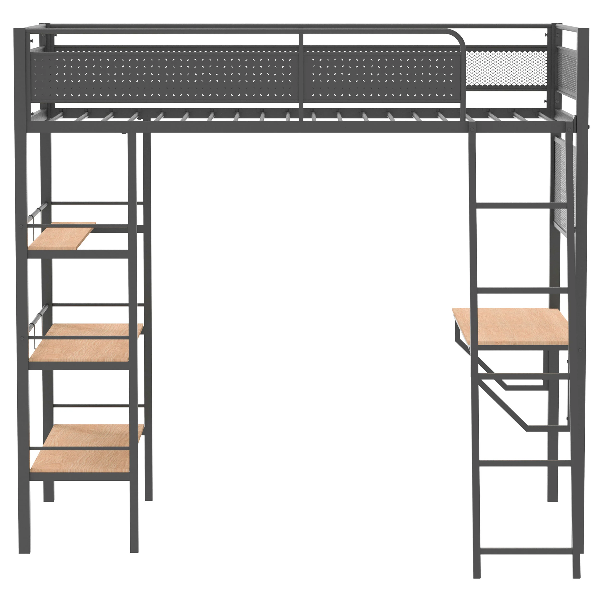 Campus 3-Shelf Metal Twin Loft Bed with Workstation, Matte Black - Image 3