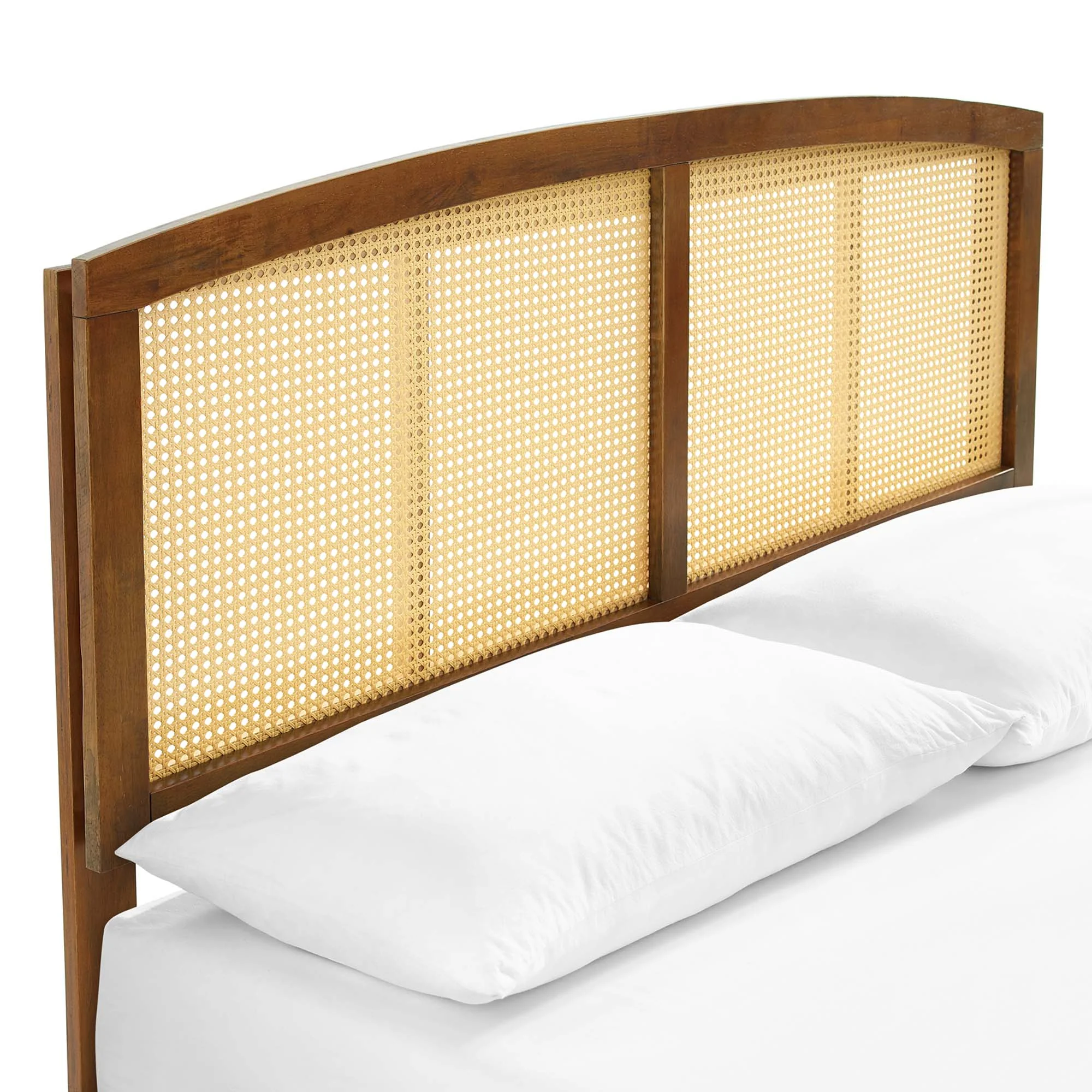 Cane and Wood Platform Bed with Splayed Legs - Image 19