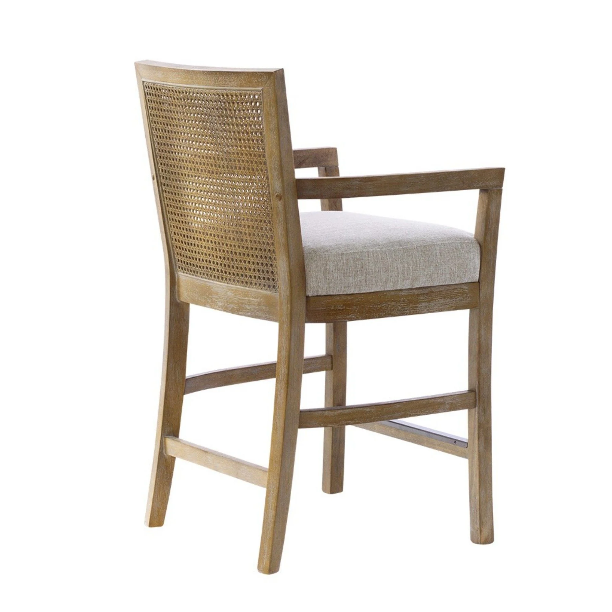 Cane Back Counter Stool With Upholstered Seat - Cream / Reclaimed Natural - Image 2