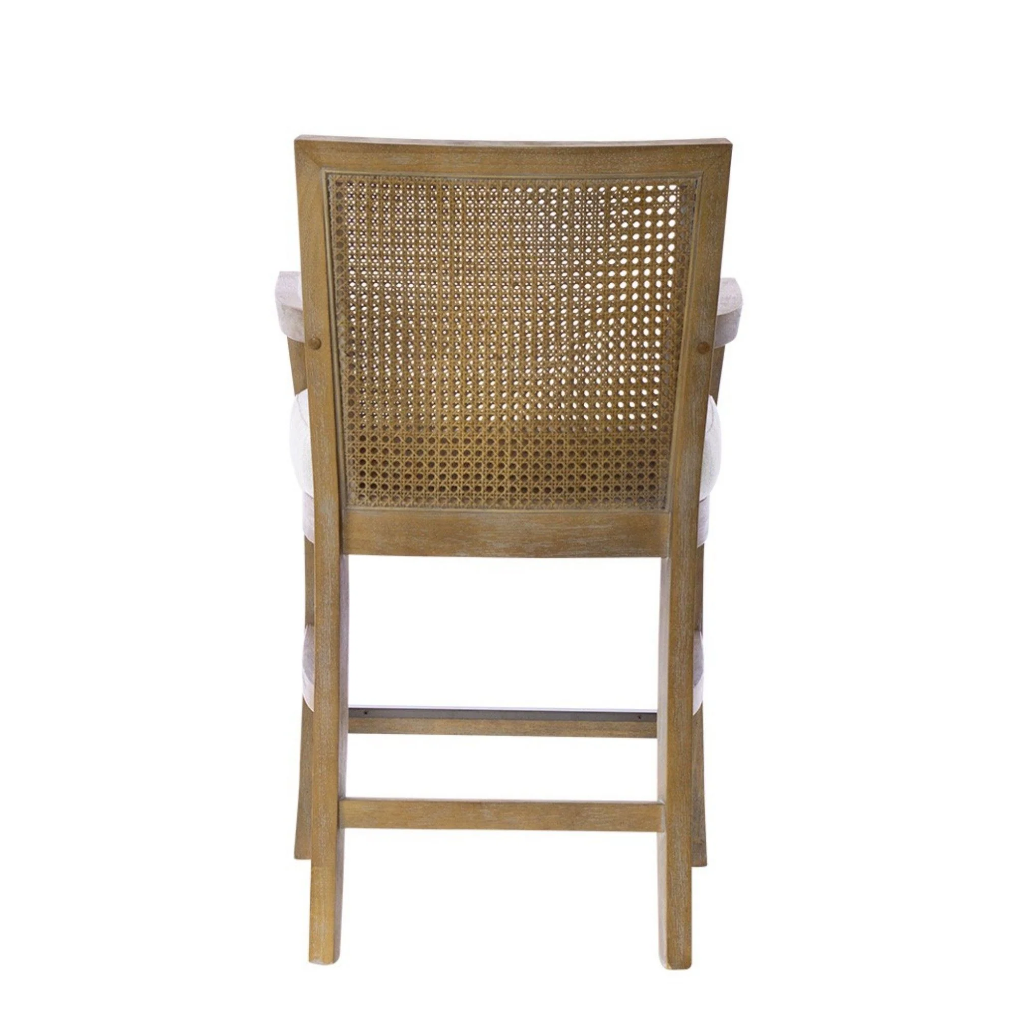 Cane Back Counter Stool With Upholstered Seat - Cream / Reclaimed Natural - Image 3