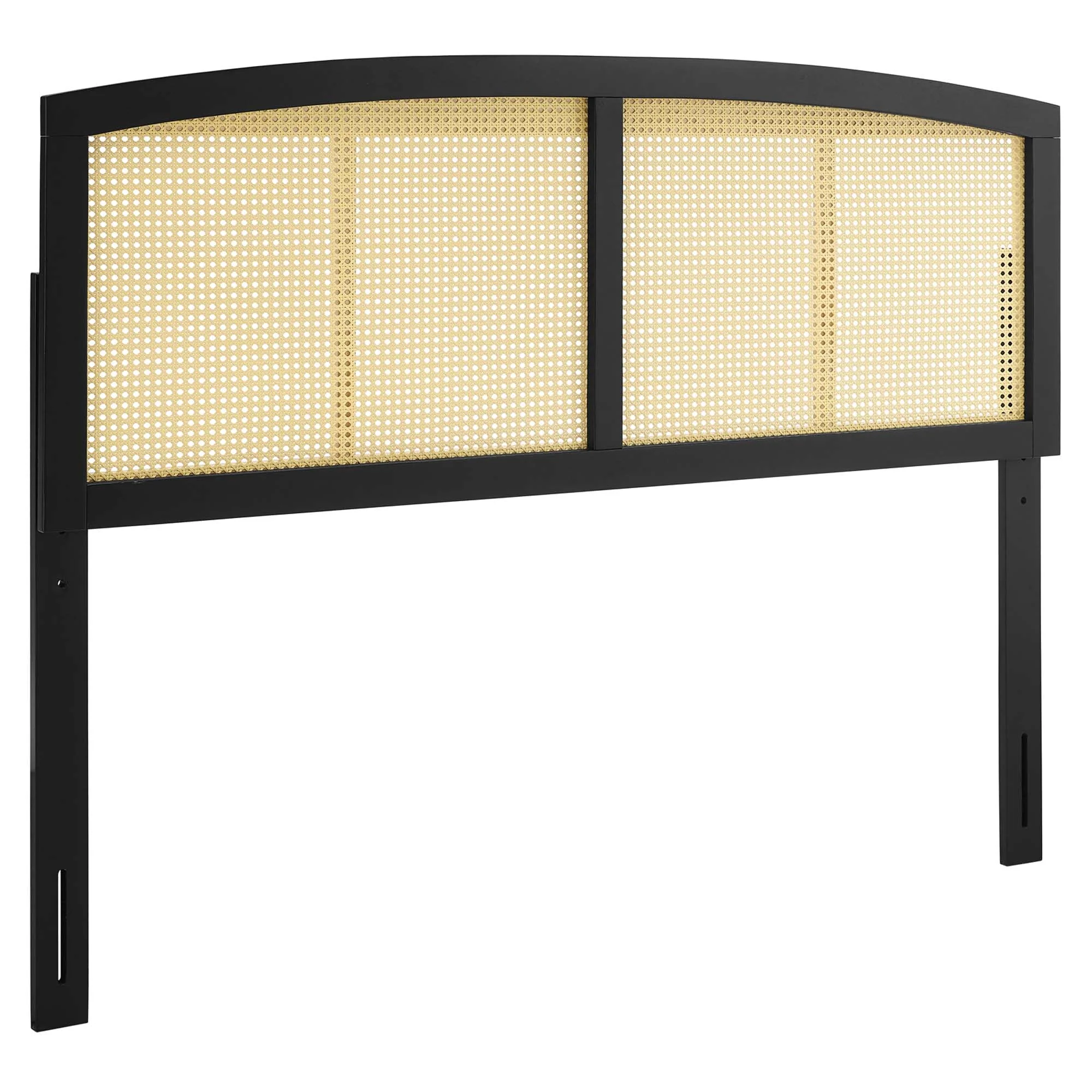Cane Woven Wood Headboard with Arched Frame