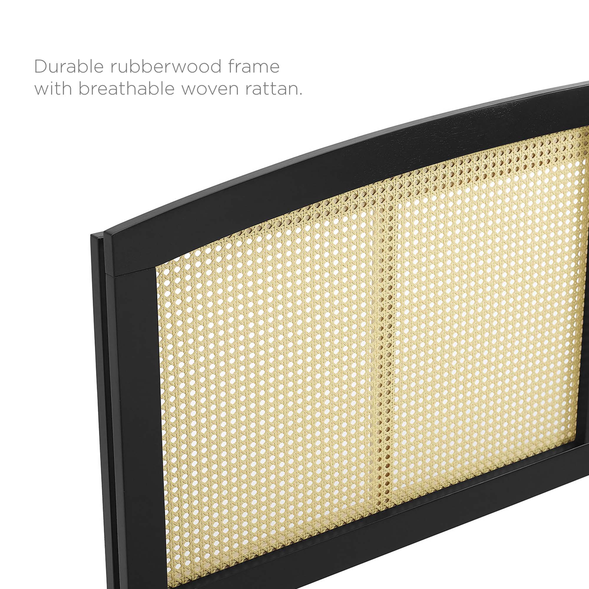 Cane Woven Wood Headboard with Arched Frame - Image 2