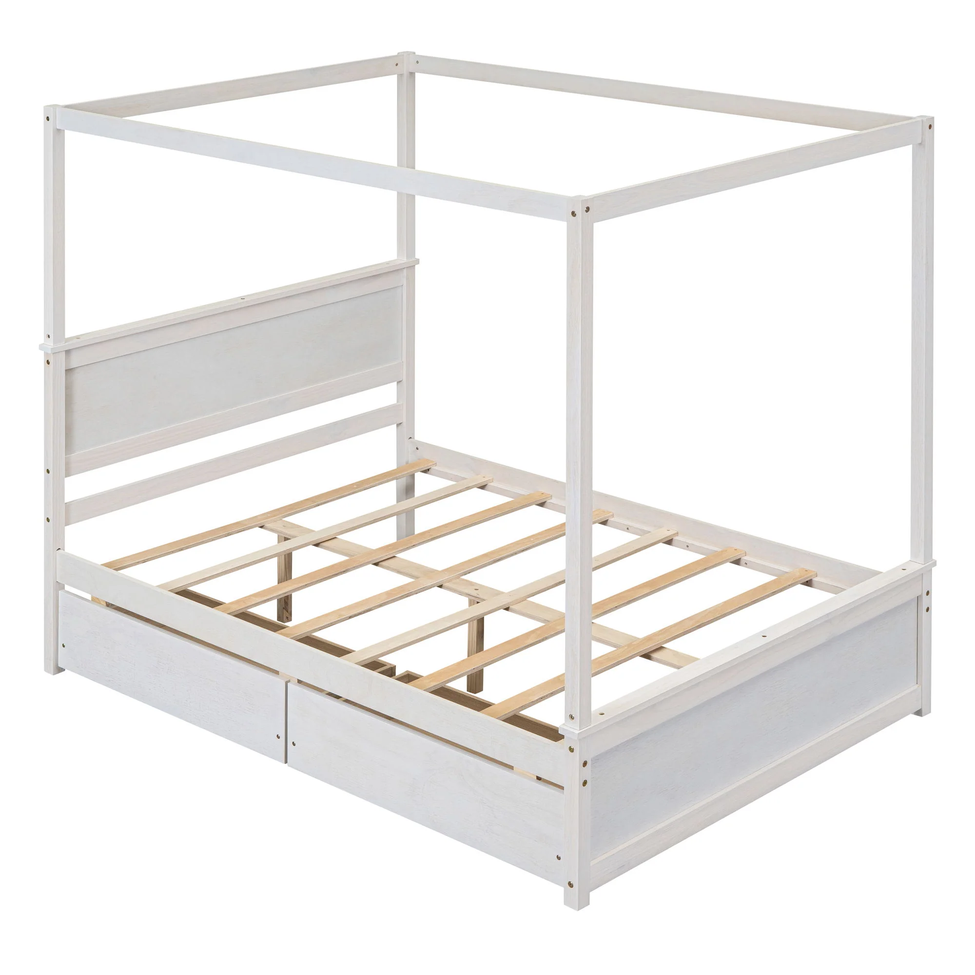 Canopy Platform Bed With Drawers, Support Slats, No Box Spring Needed - Image 13