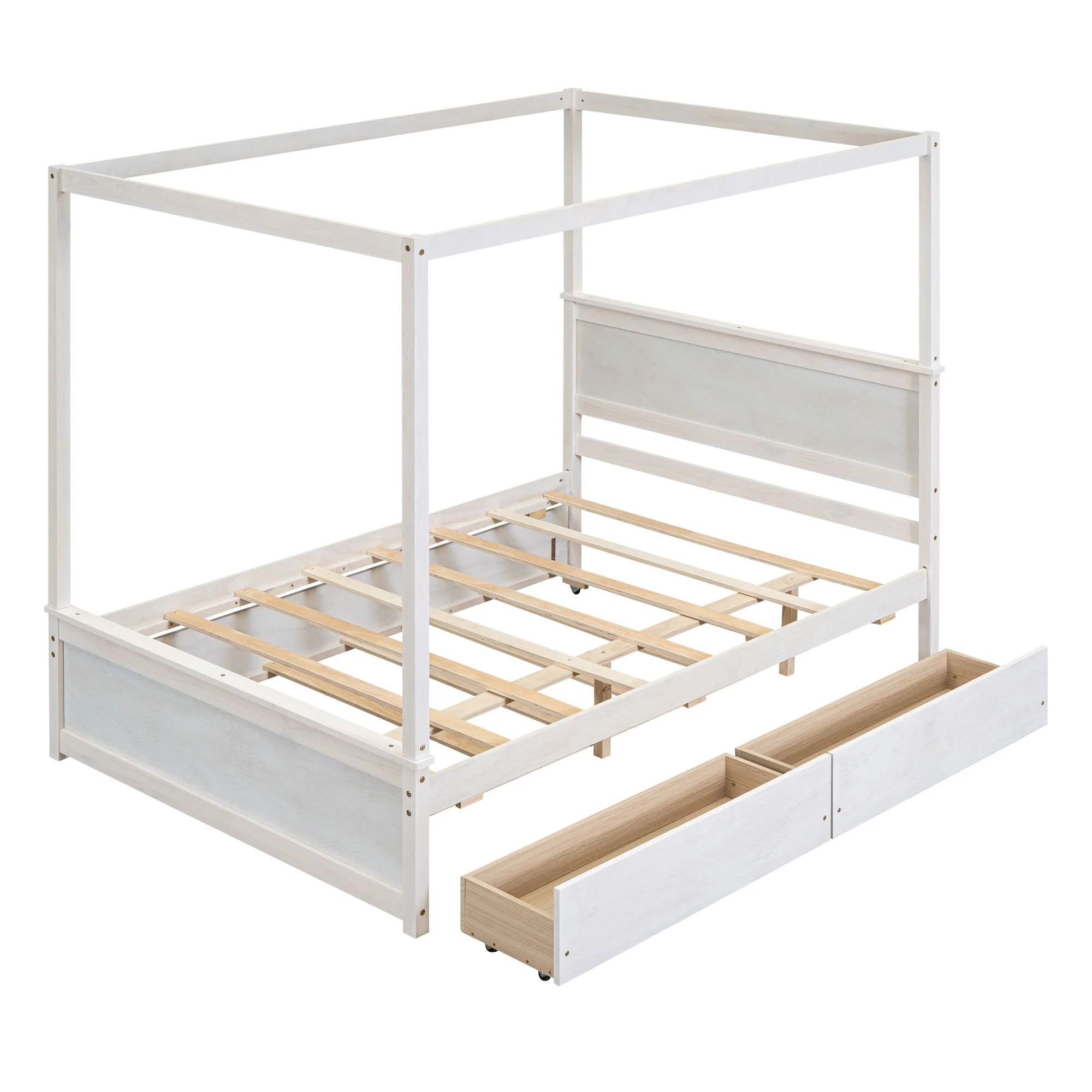 Canopy Platform Bed With Drawers, Support Slats, No Box Spring Needed - Image 19