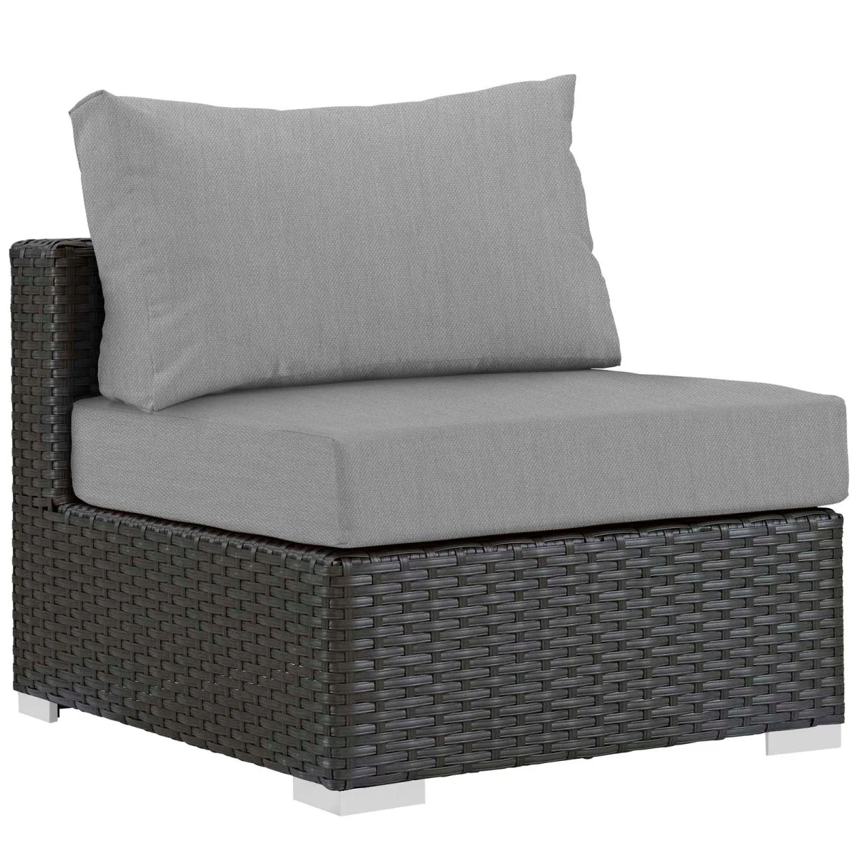 Canvas Outdoor Patio Armless Chair – Wicker Rattan with Sunbrella Fabric - Image 5