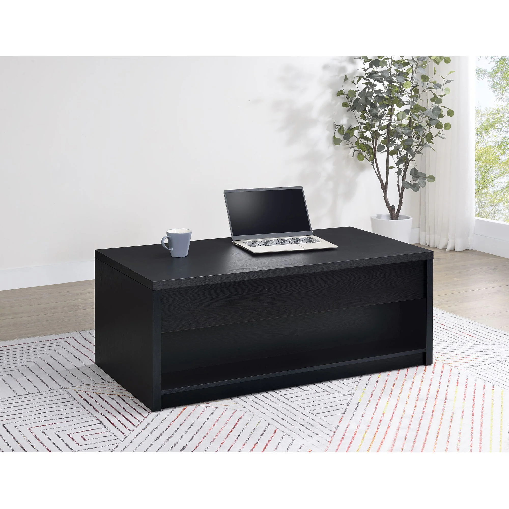 Canyon - Lift Top Table With Dual Drawers Storage Solution - Black - Image 8