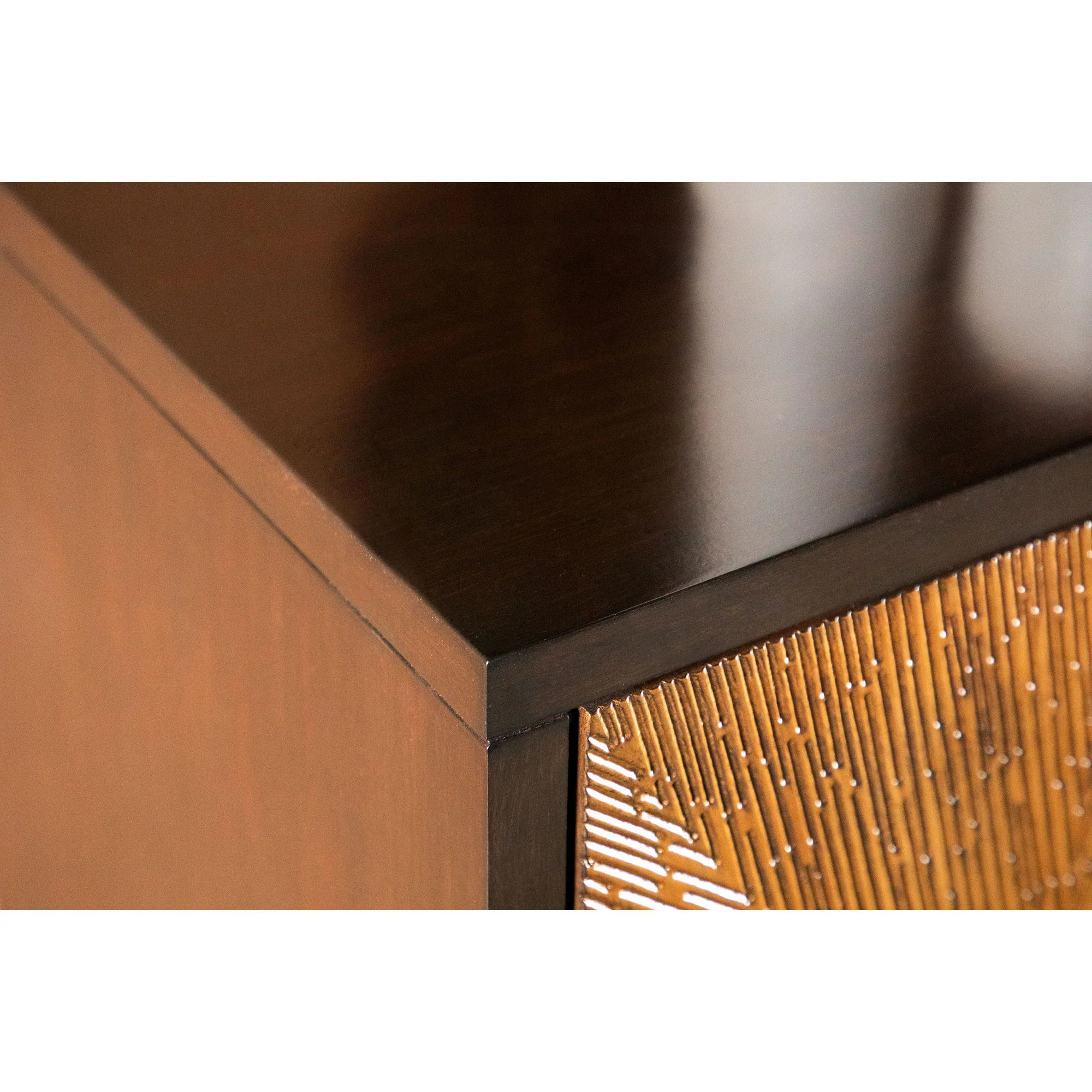 Capri - 4 Door Accent Cabinet - Brown / Gold - Image 2