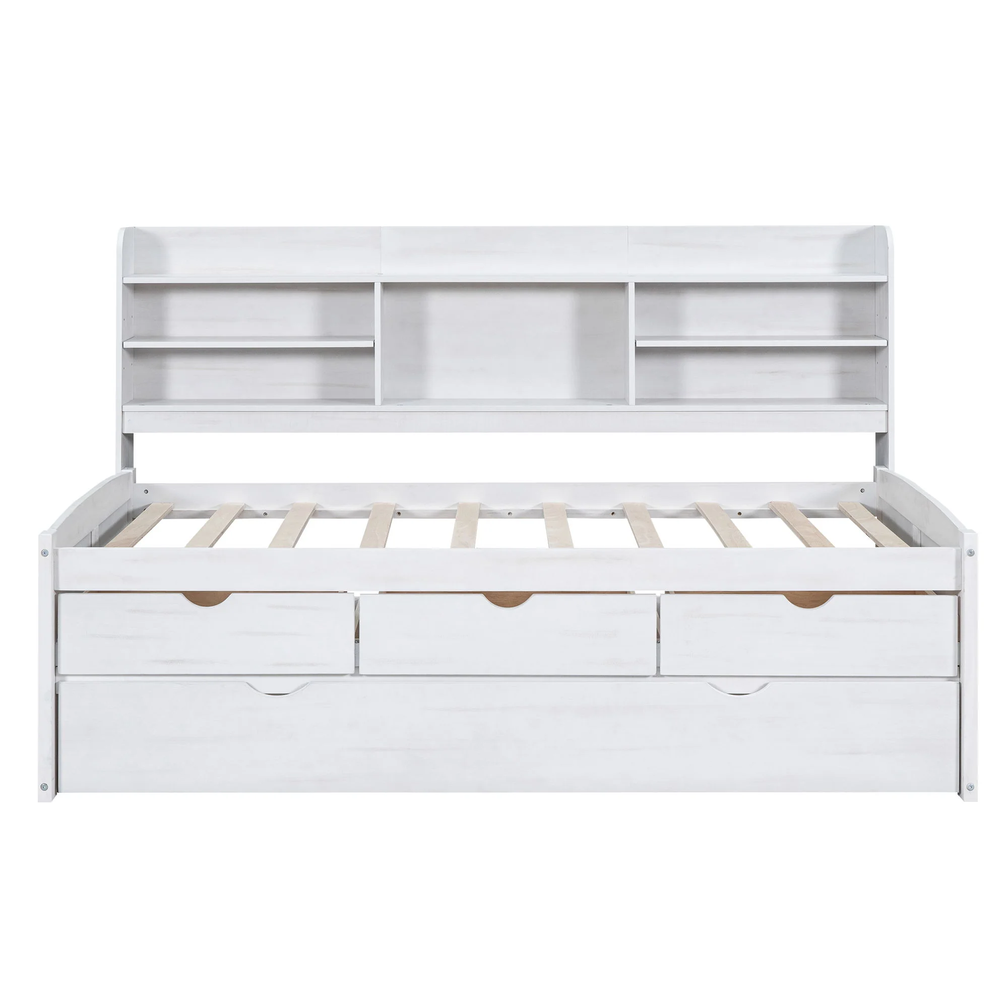 Captain Bed With Built In Bookshelves, 3 Storage Drawers, And Trundle - Image 11