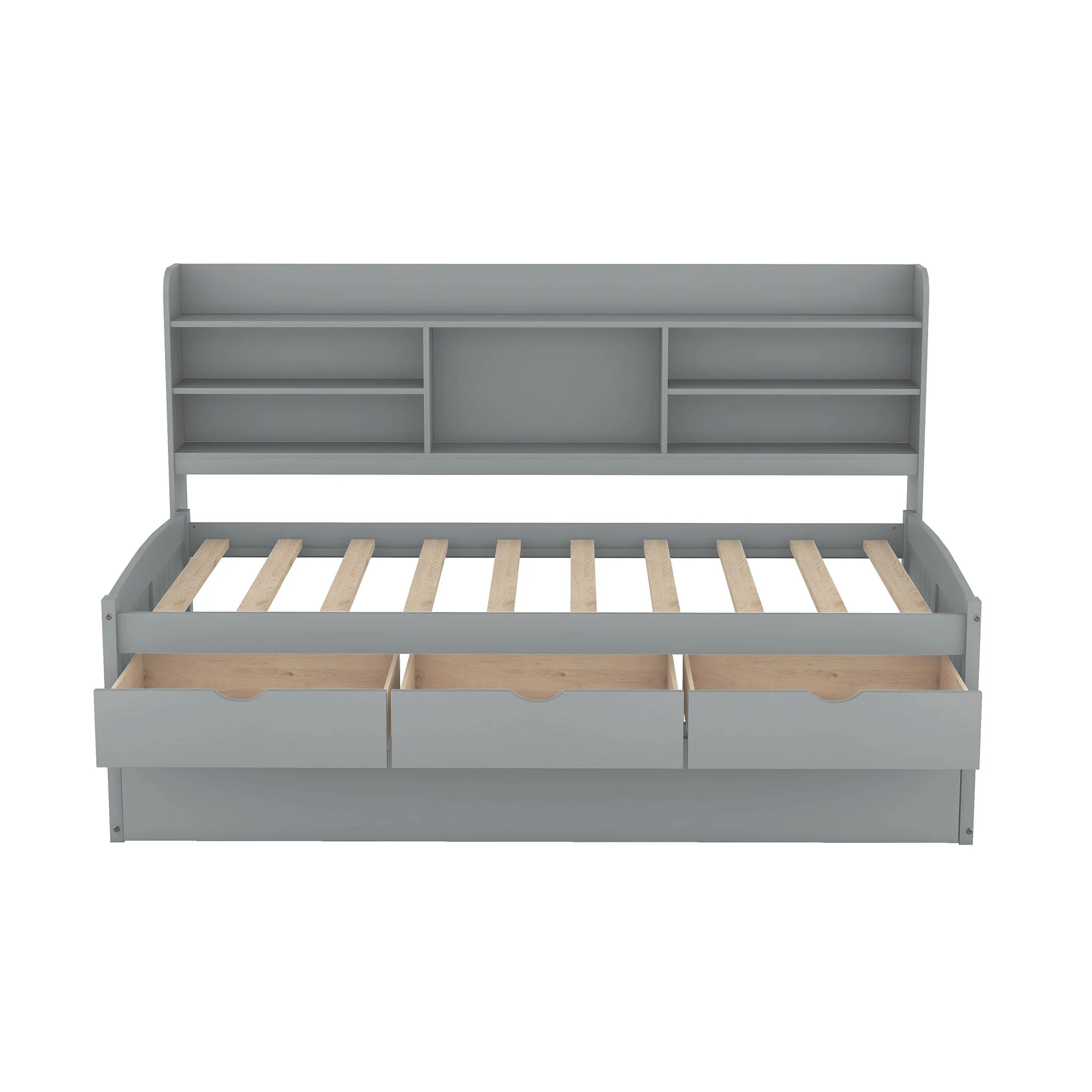 Captain Bed With Built In Bookshelves, 3 Storage Drawers, And Trundle - Image 32