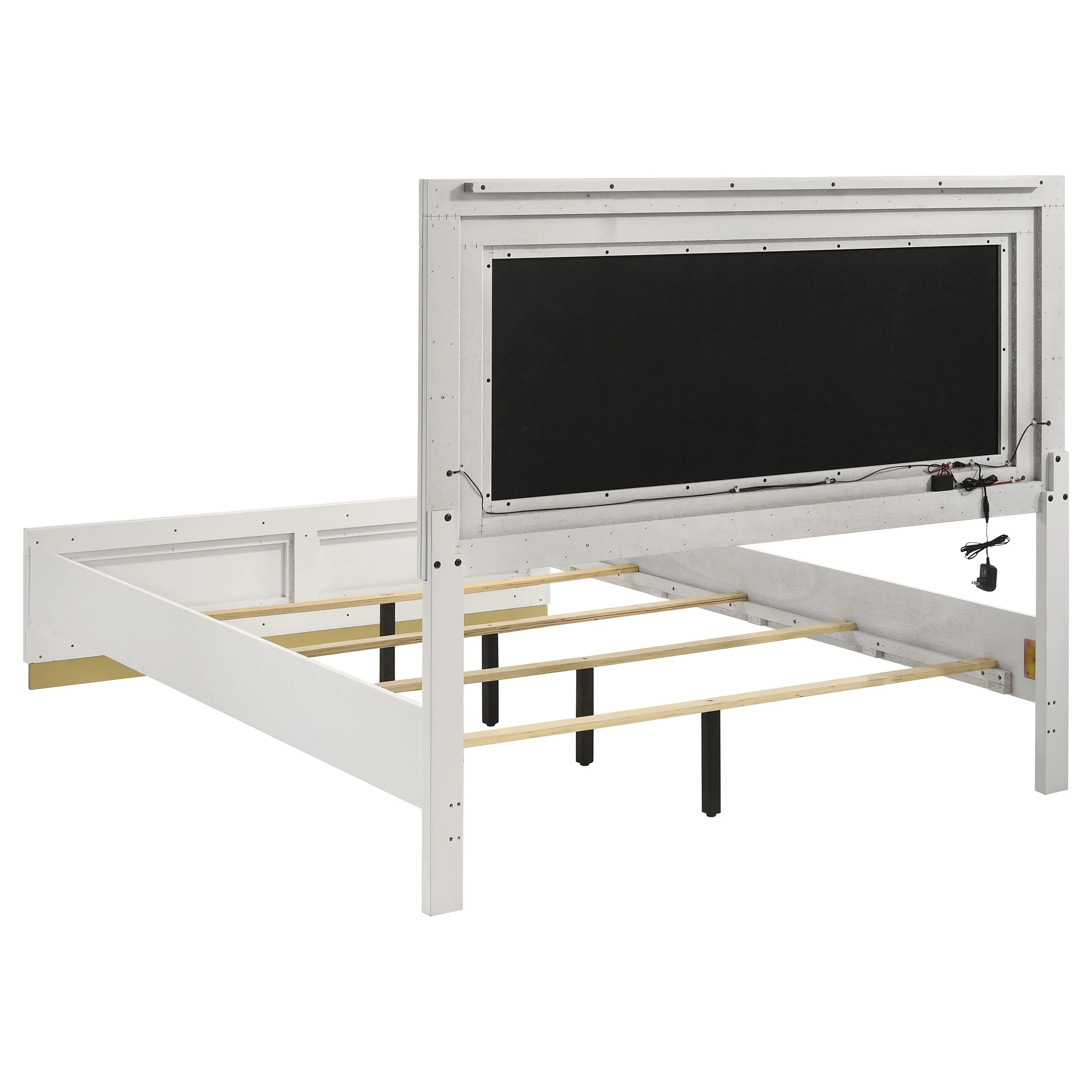 Caraway Wood Eastern King LED Panel Bed White - Image 2