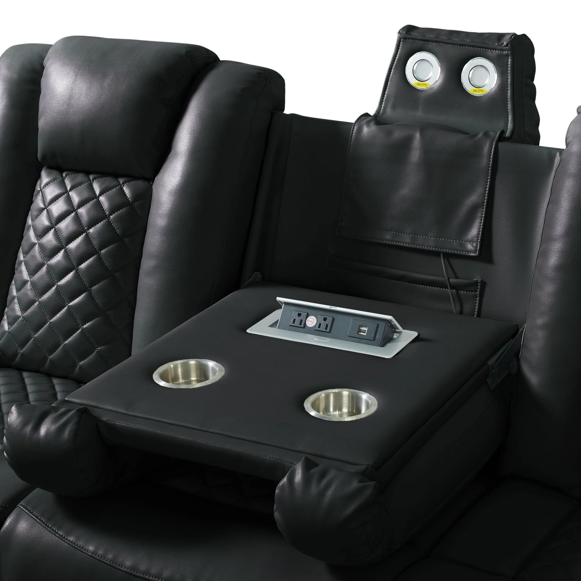 Carlo - Power Motion Sofa With Power Headrest, Dropdown Table, Power Strip, LED And Reading Light - Image 10