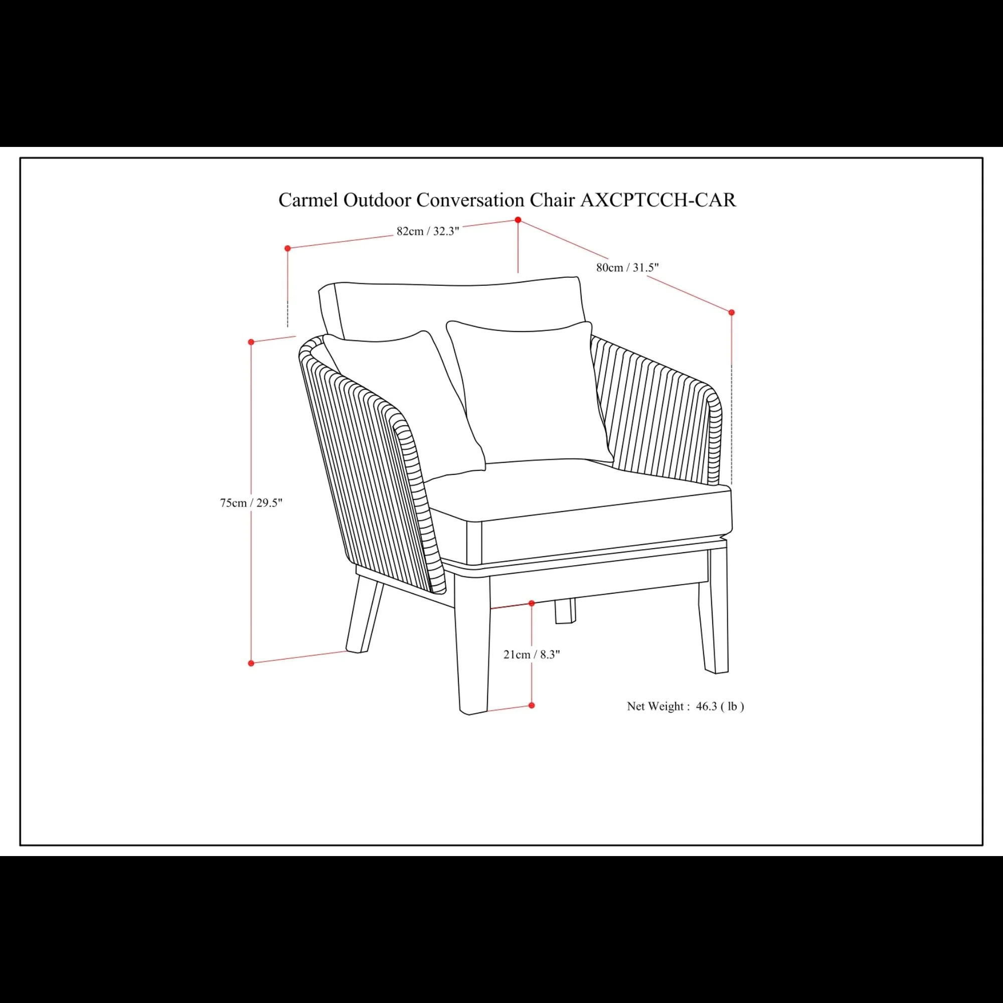 Carmel - Outdoor Conversation Chair - Sand Drift - Image 4