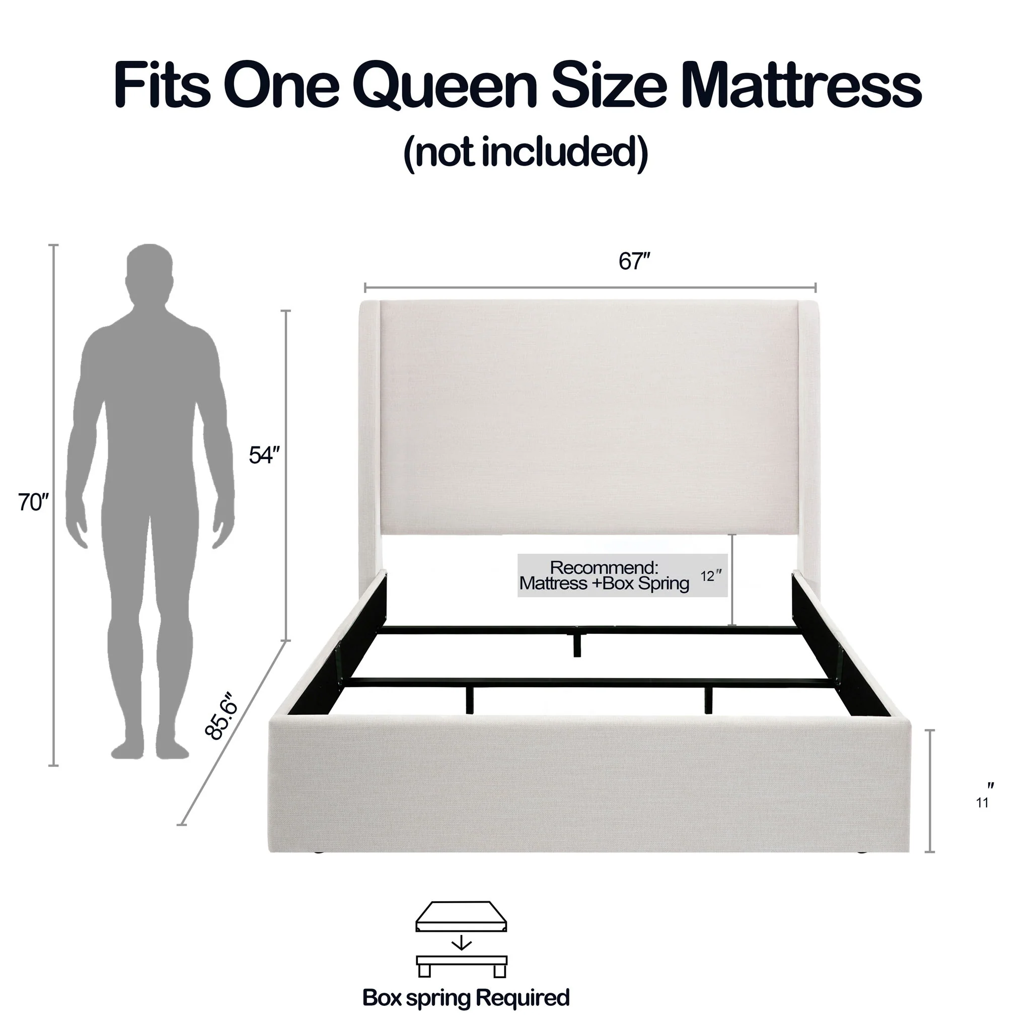 Caron - Upholstered Wingback Bed With High Headboard - Image 2