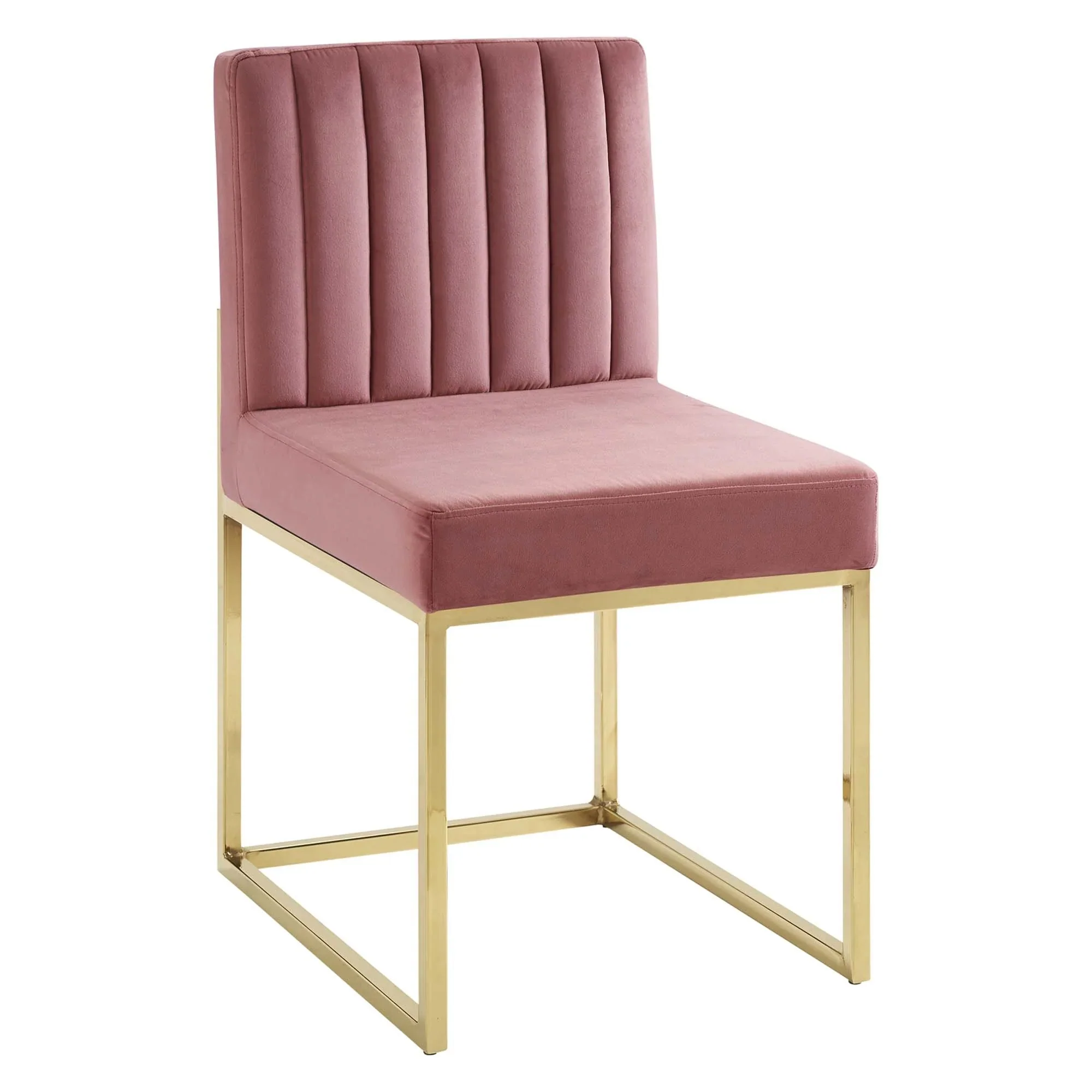 Set of 2 Channel Tufted Performance Velvet Sled Base Dining Chairs - Image 3