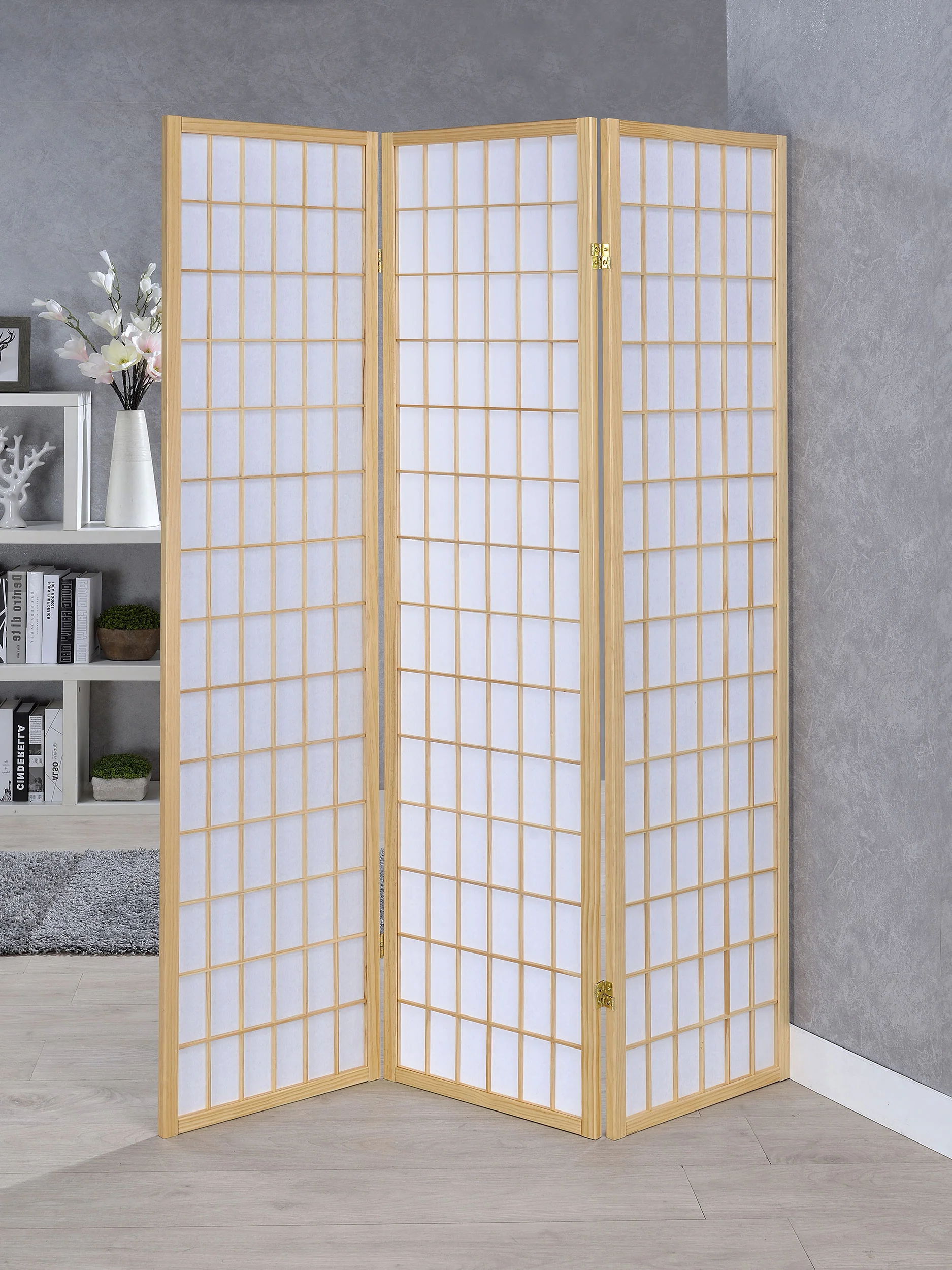 Carrie 3-Panel Shoji Screen Room Divider, Natural - Image 3