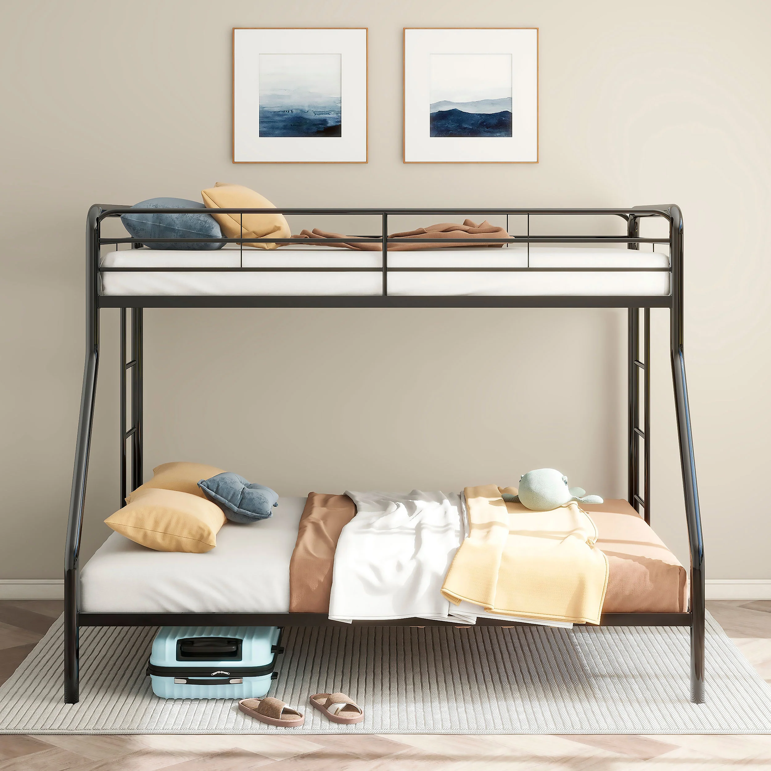 Carson Metal Twin Over Full Bunk Bed Glossy Black - Image 4
