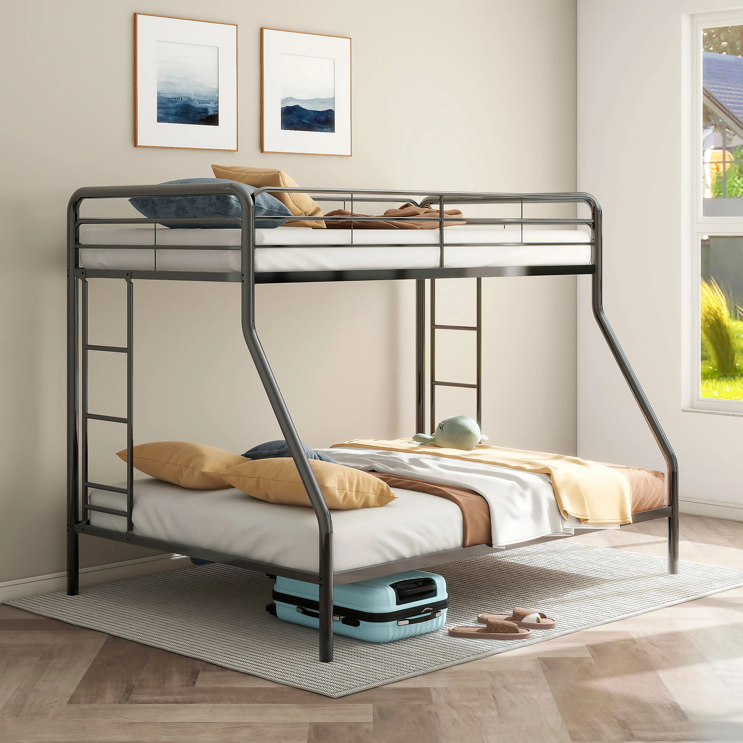 Carson Metal Twin Over Full Bunk Bed Glossy Black - Image 5
