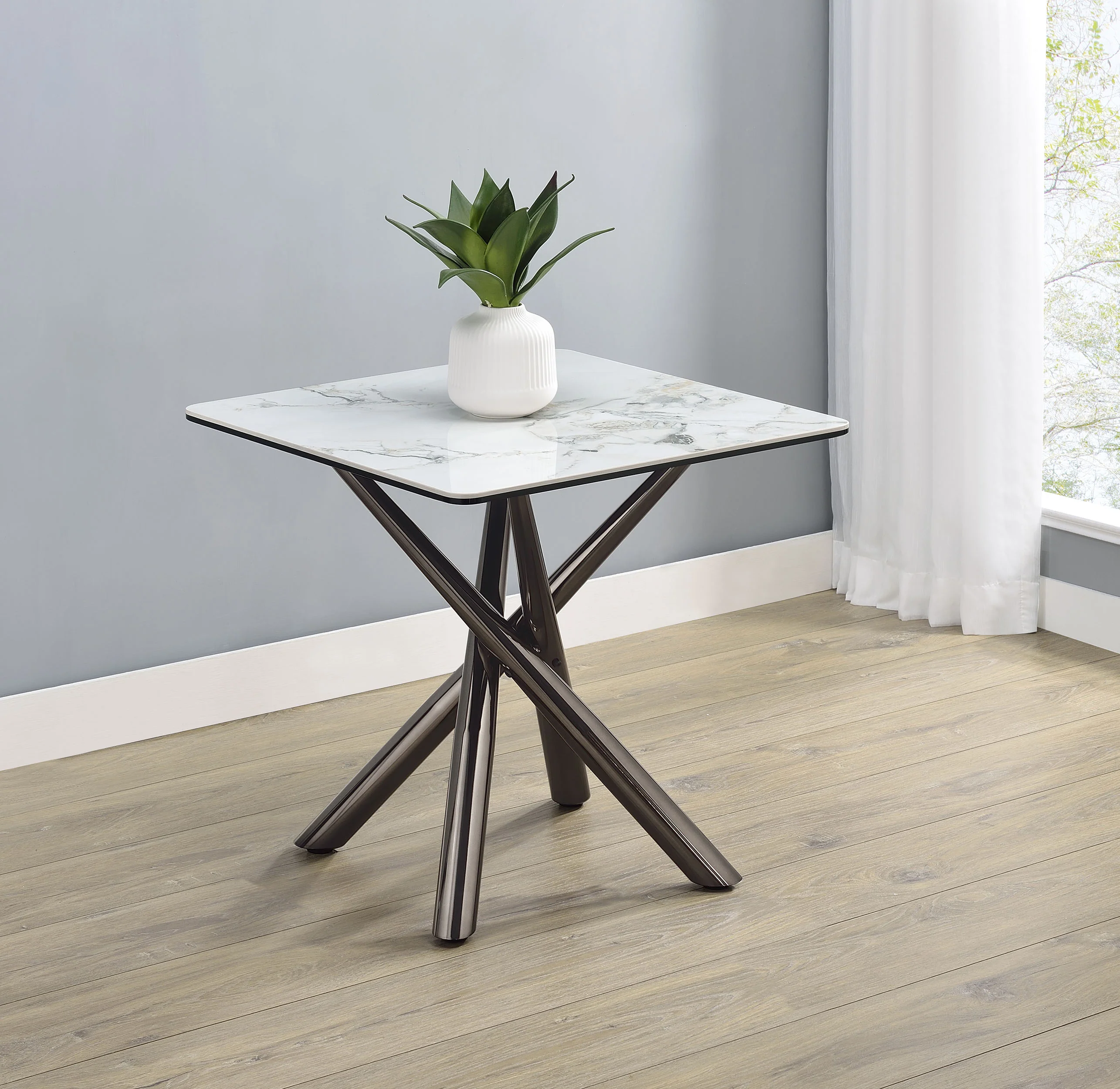 Carvell Square Sintered Stone End Table, Mirage White - Image 5