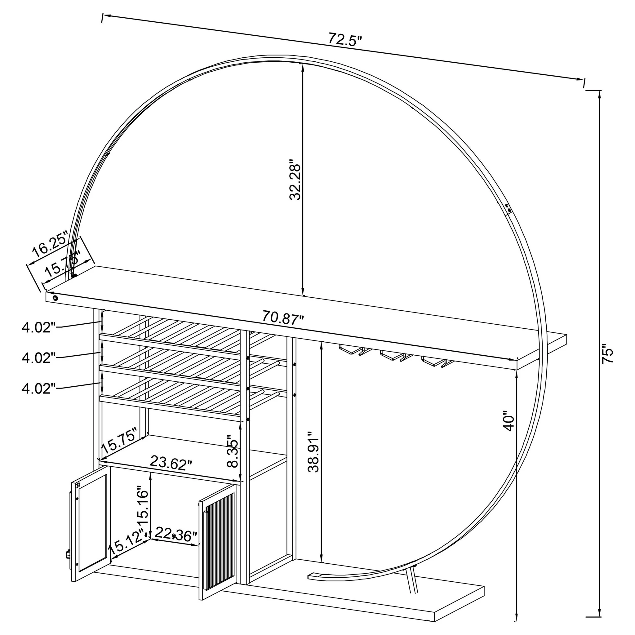 Casey - 2 Door Home Bar Storage Bar With Customizable Lighting - White - Image 2