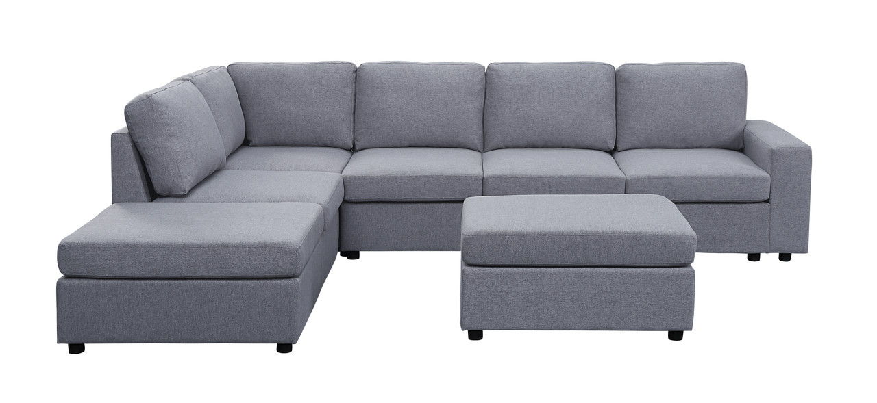 Cassia - 7 Seat Reversible Modular Sectional Sofa With Ottoman - Image 8