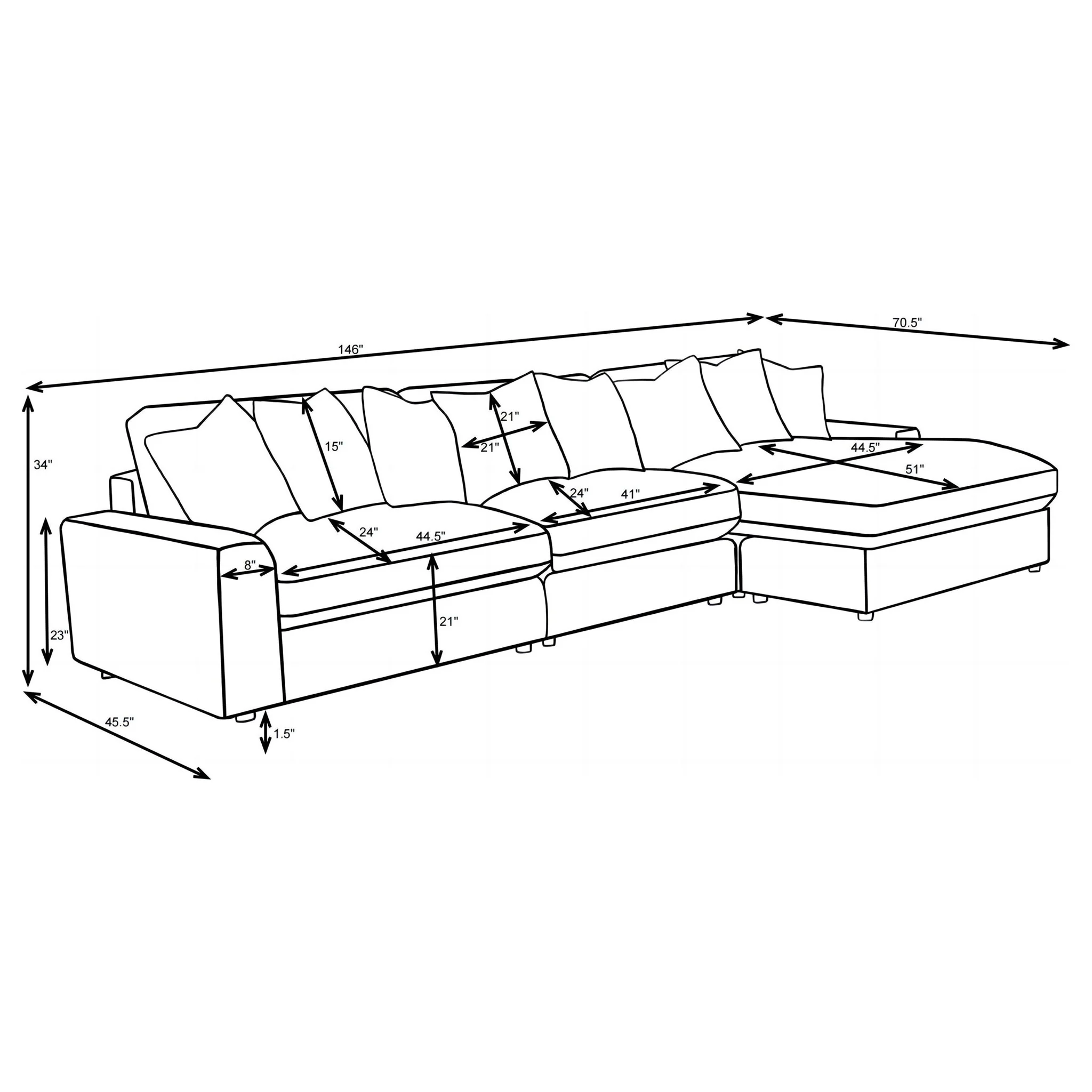 Cassidy - Upholstered Sectional Sofa With Reversible Cushions - Image 17