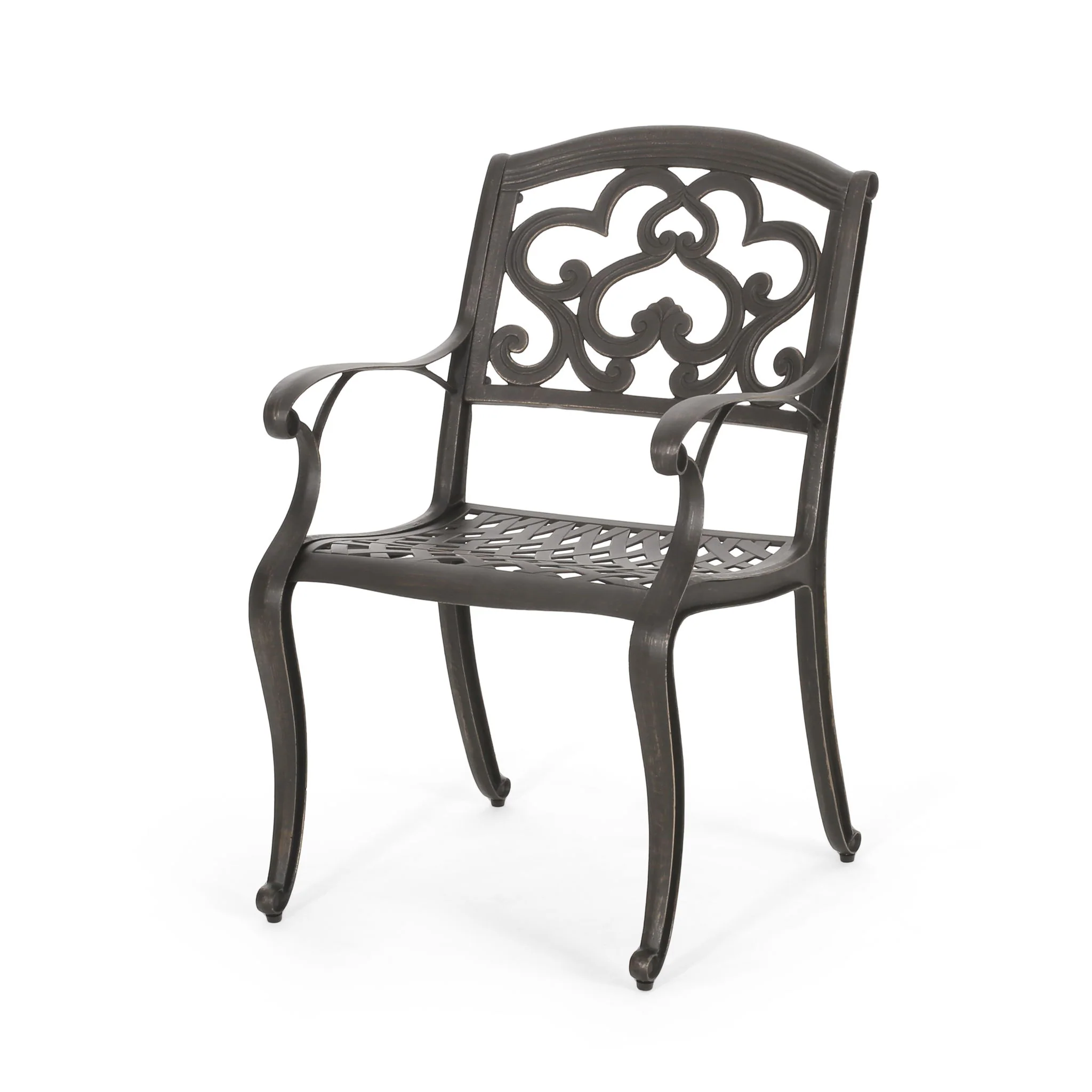 Cast Aluminum Dining Chair With Hand Crafted Details - Copper - Image 7
