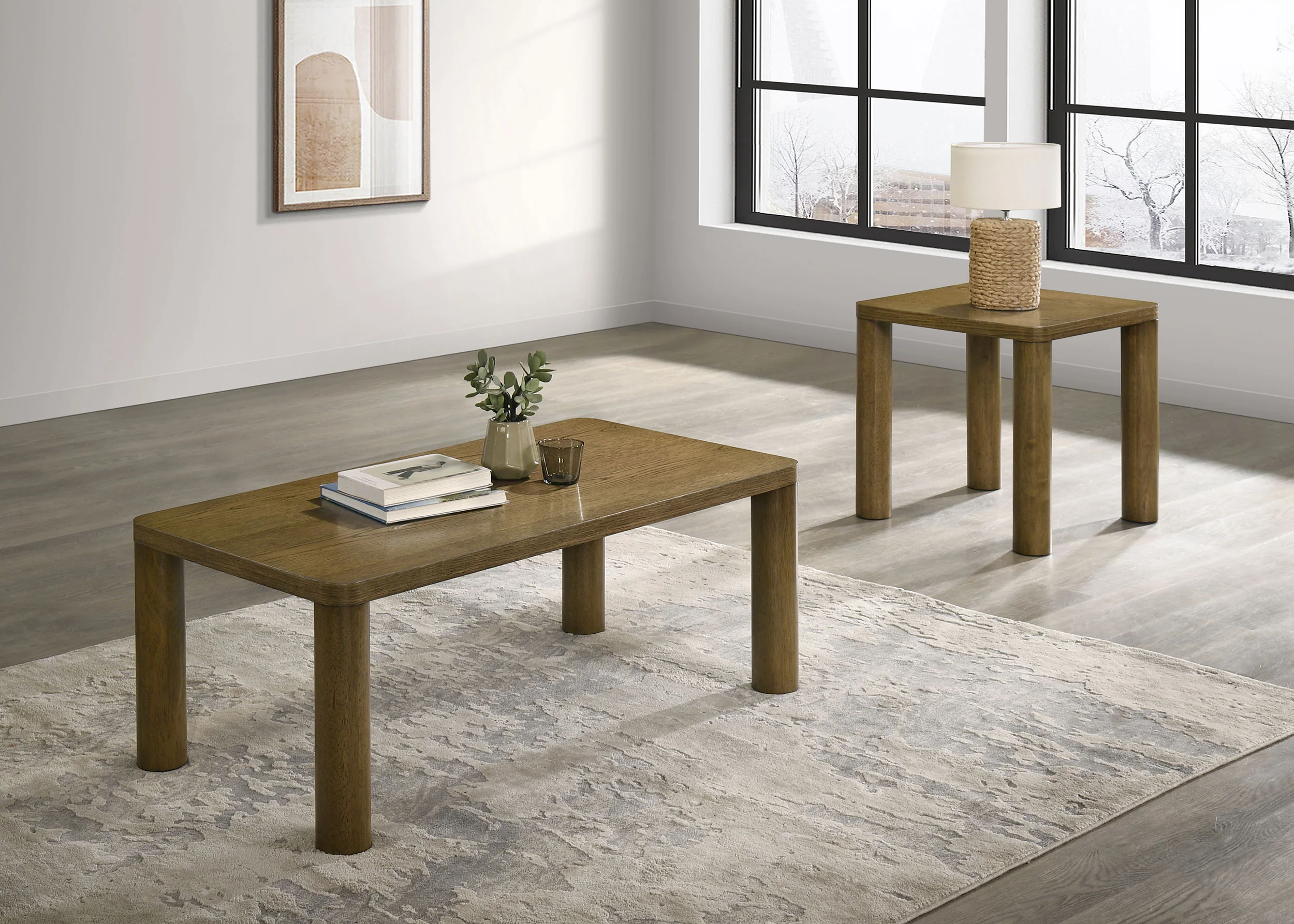 Castlewood Engineered Wood Cocktail Coffee Table, Brown Oak - Image 7