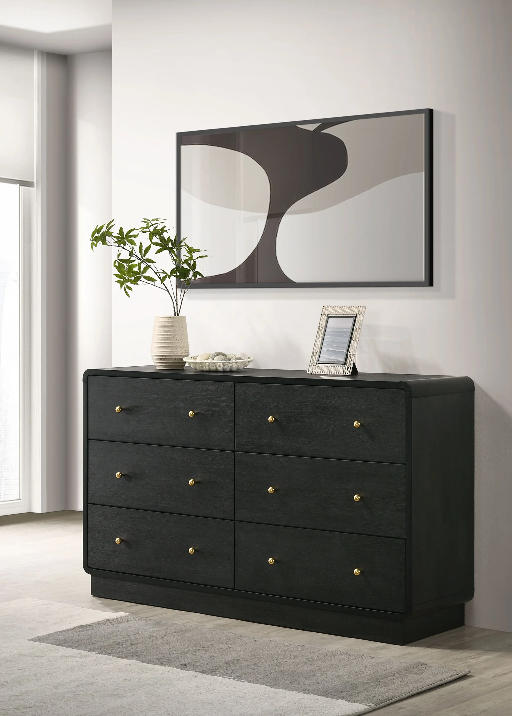 Cavelle 6-Drawer Dresser Cabinet in Black - Image 4