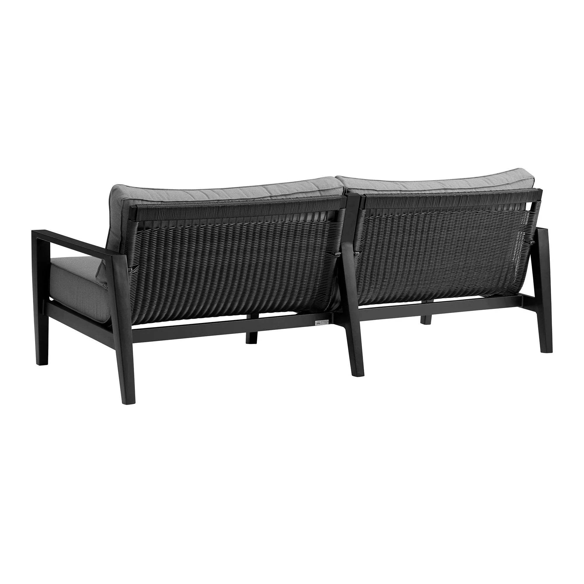 Cayman - 4 Piece Black Aluminum Outdoor Seating Set With Cushion - Black / Dark Gray - Image 7