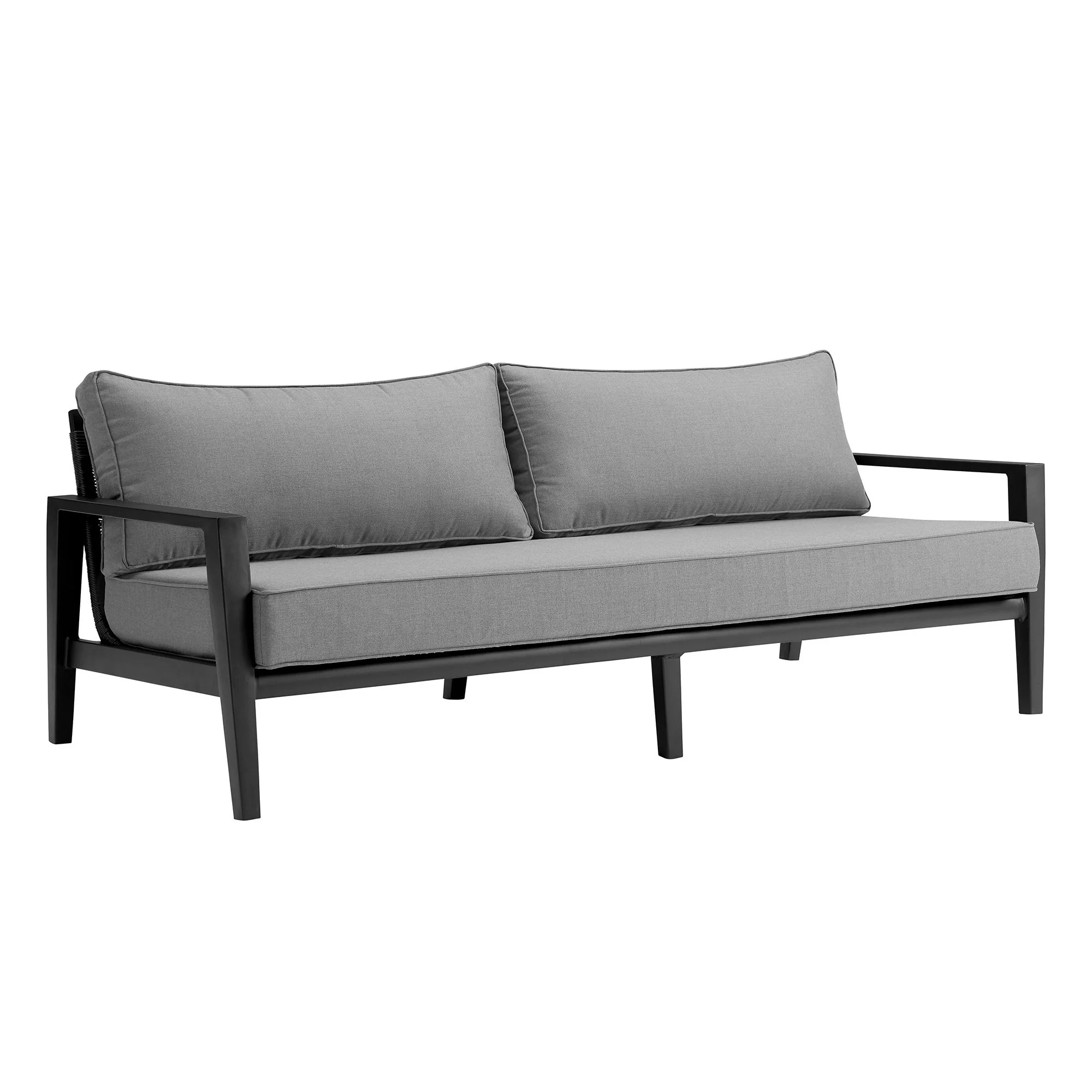 Cayman - 4 Piece Black Aluminum Outdoor Seating Set With Dark Gray Cushions - Image 5