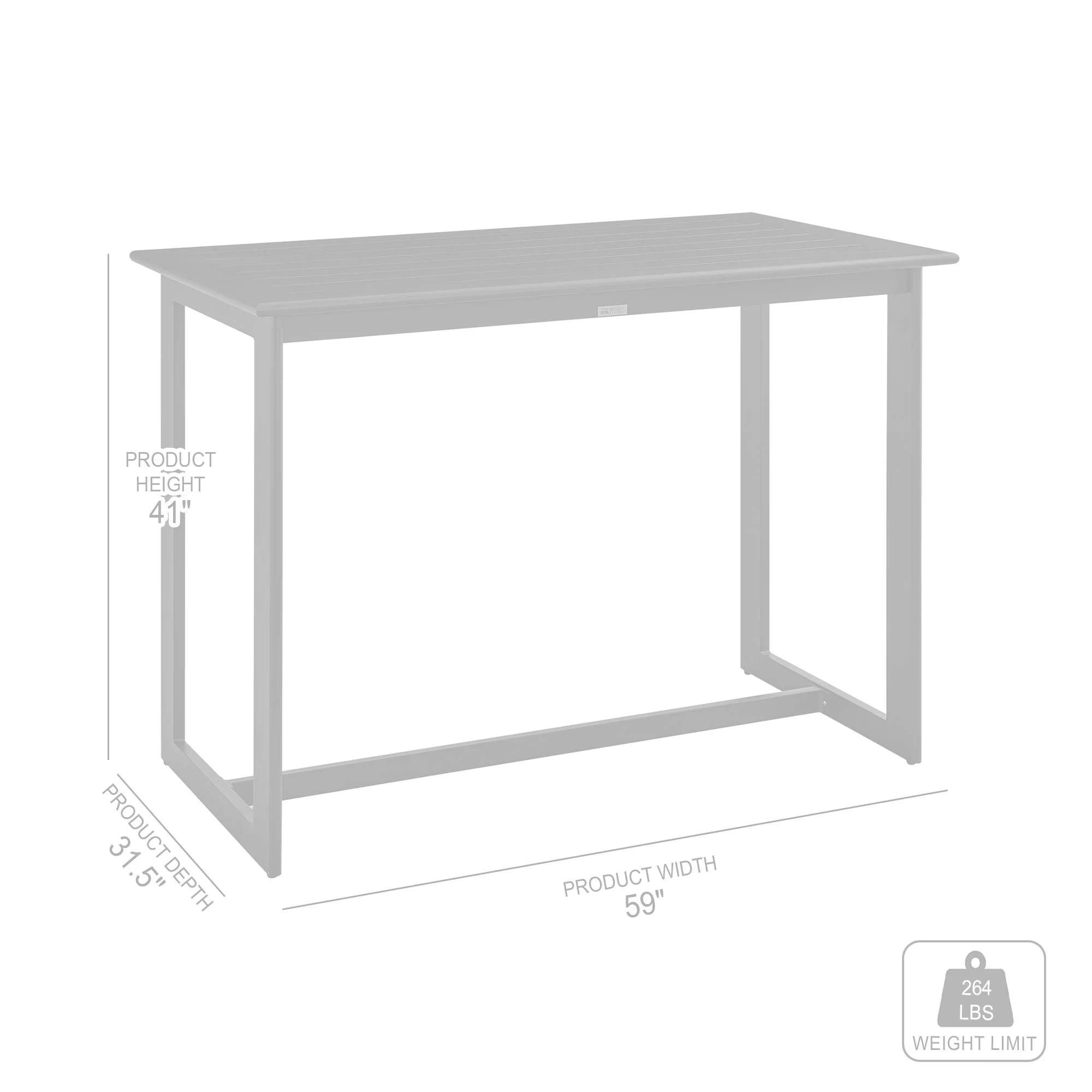Cayman - Outdoor Patio Bar Height Dining Table - Black - Image 6