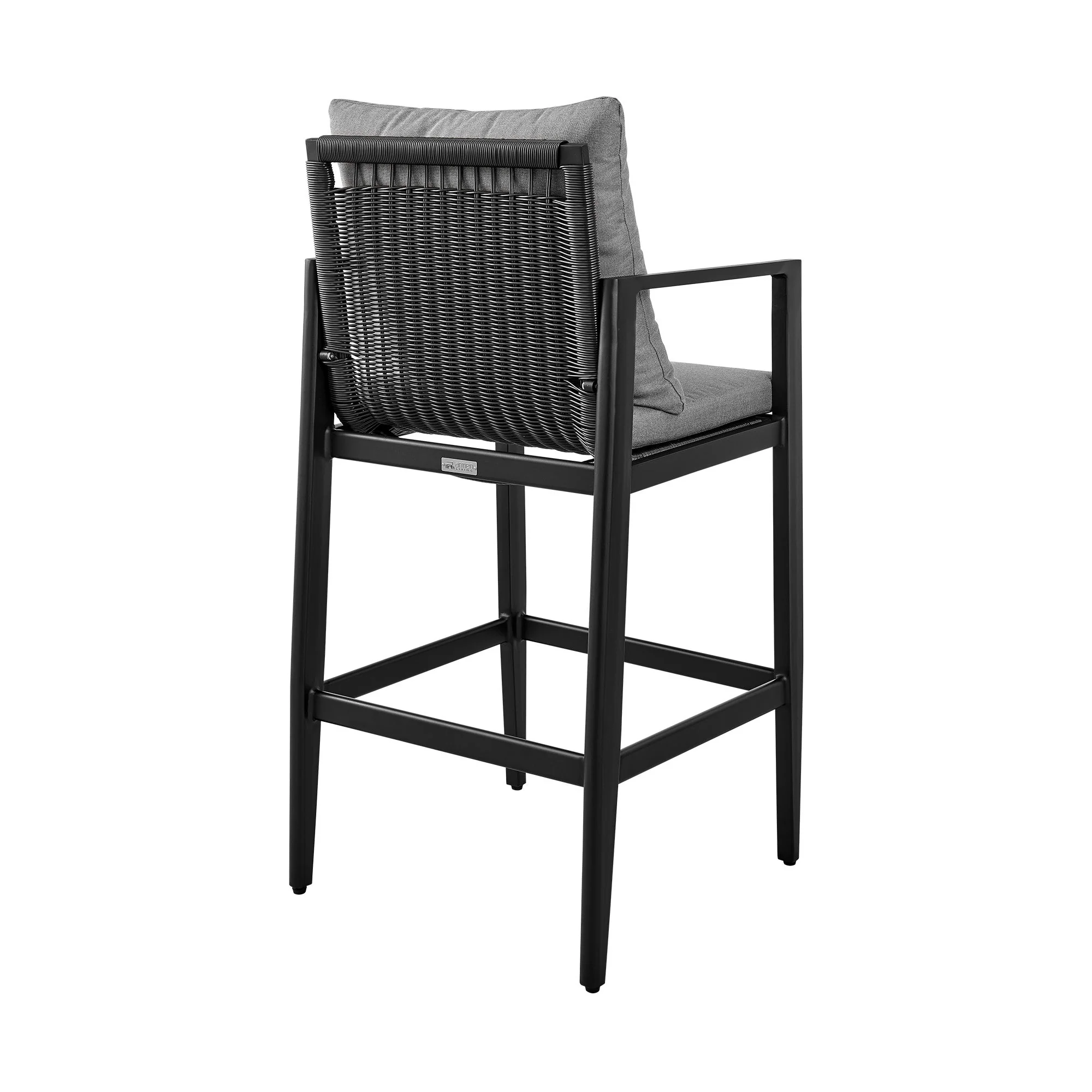 Cayman - Outdoor Patio Counter Height Bar Stool In Aluminum With Gray Cushions - Image 3