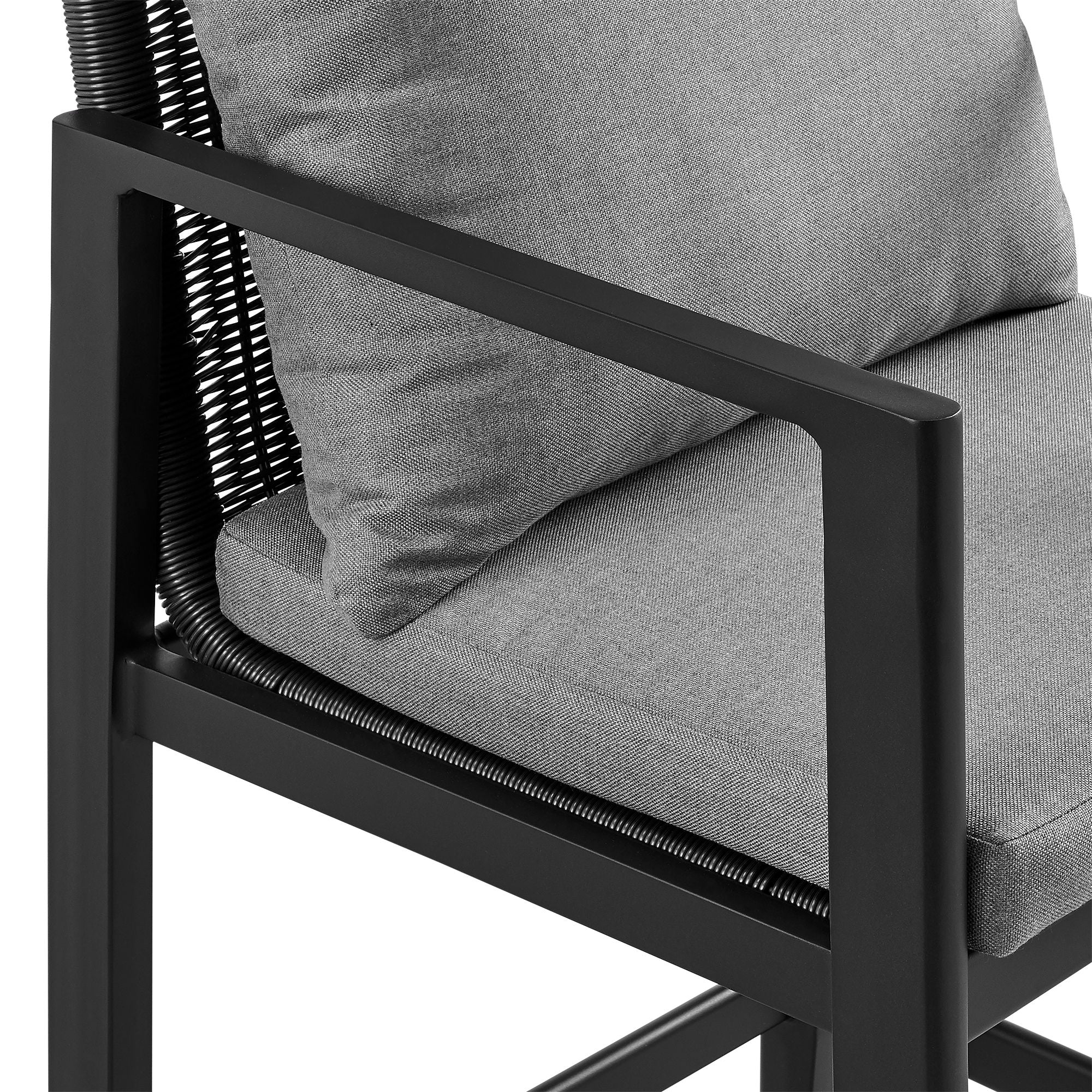 Cayman - Outdoor Patio Counter Height Bar Stool In Aluminum With Gray Cushions - Image 4