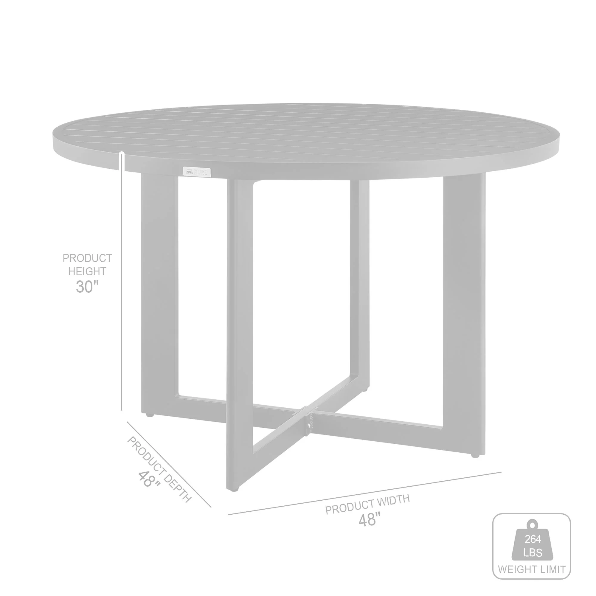 Cayman - Outdoor Patio Round Dining Table - Black - Image 2